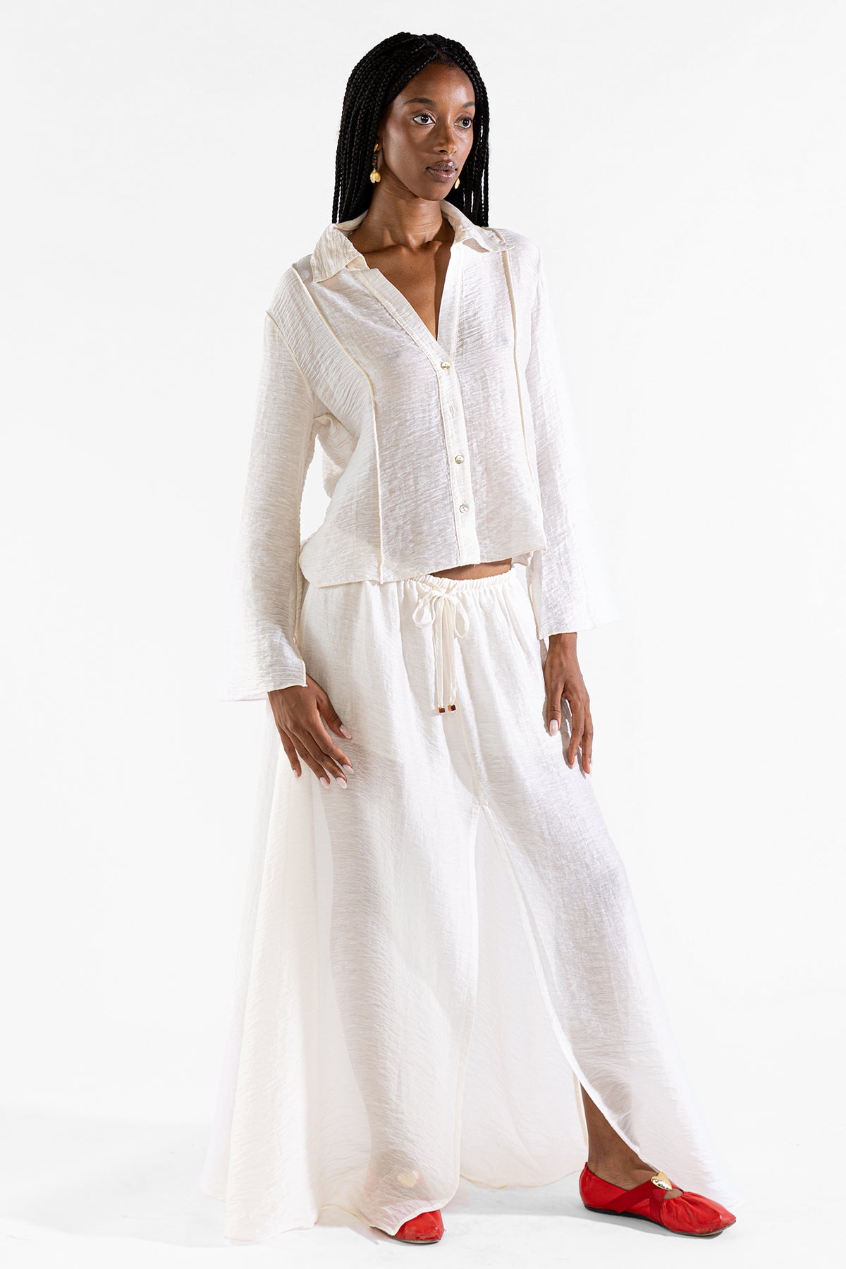 Camisa Angie Crema Tops y Camisas Polonio UY