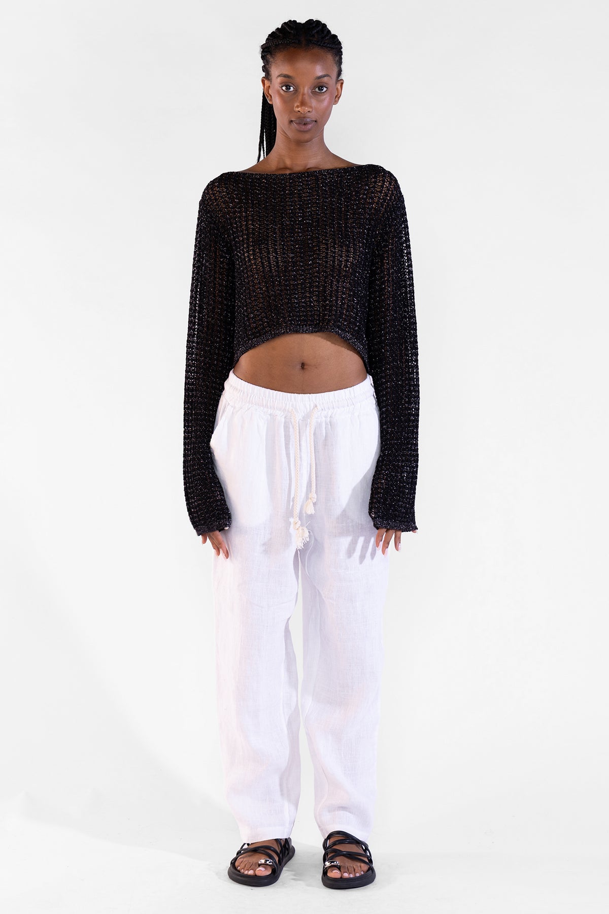 Crop Sweater Black Tops y Camisas Polonio UY