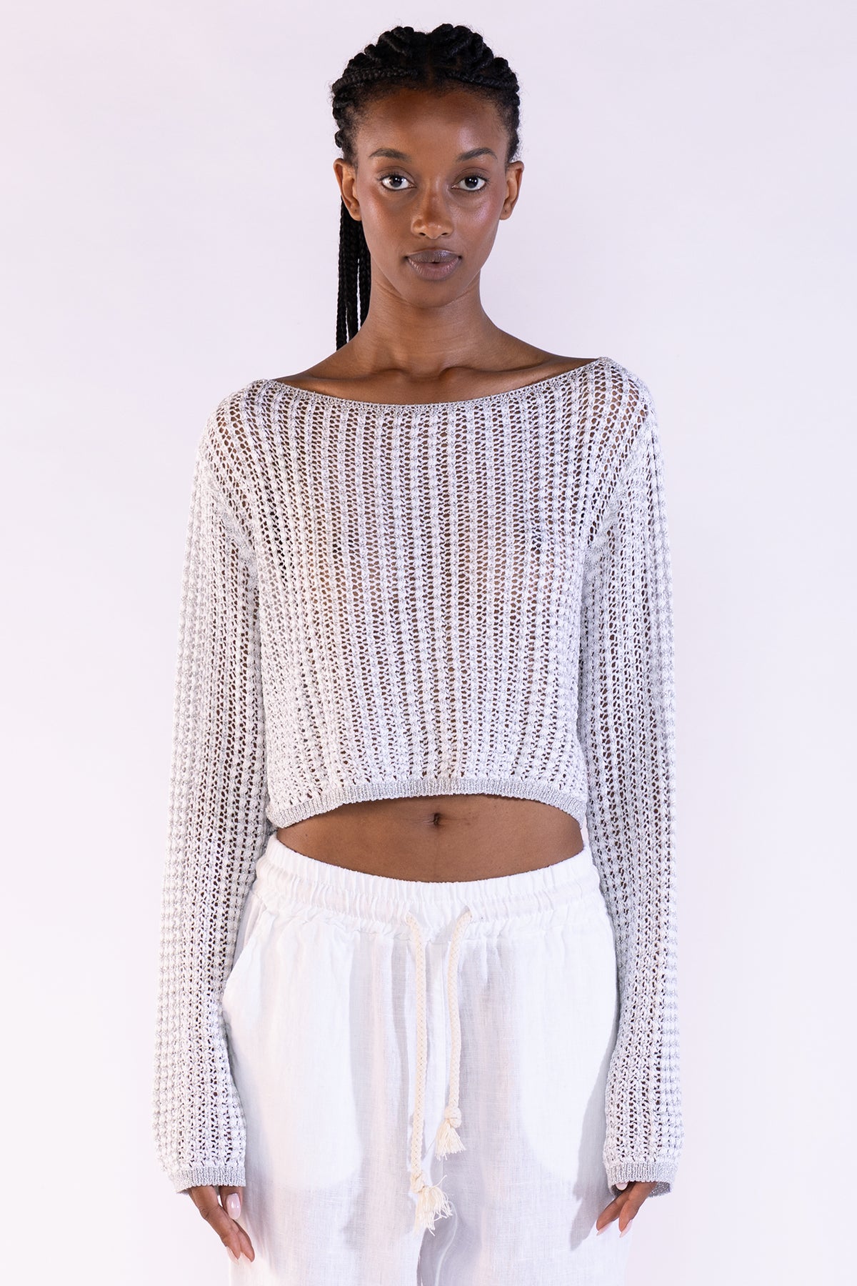 Crop Sweater Silver