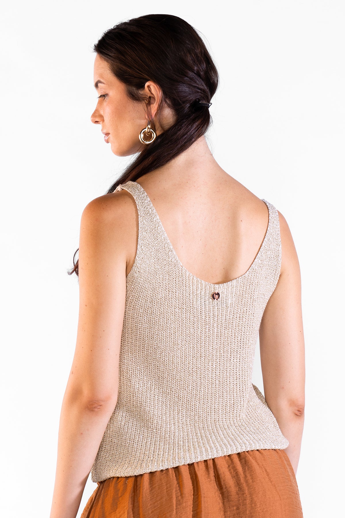 Eli Top Tejido Lurex Gold Tops y Camisas Polonio UY