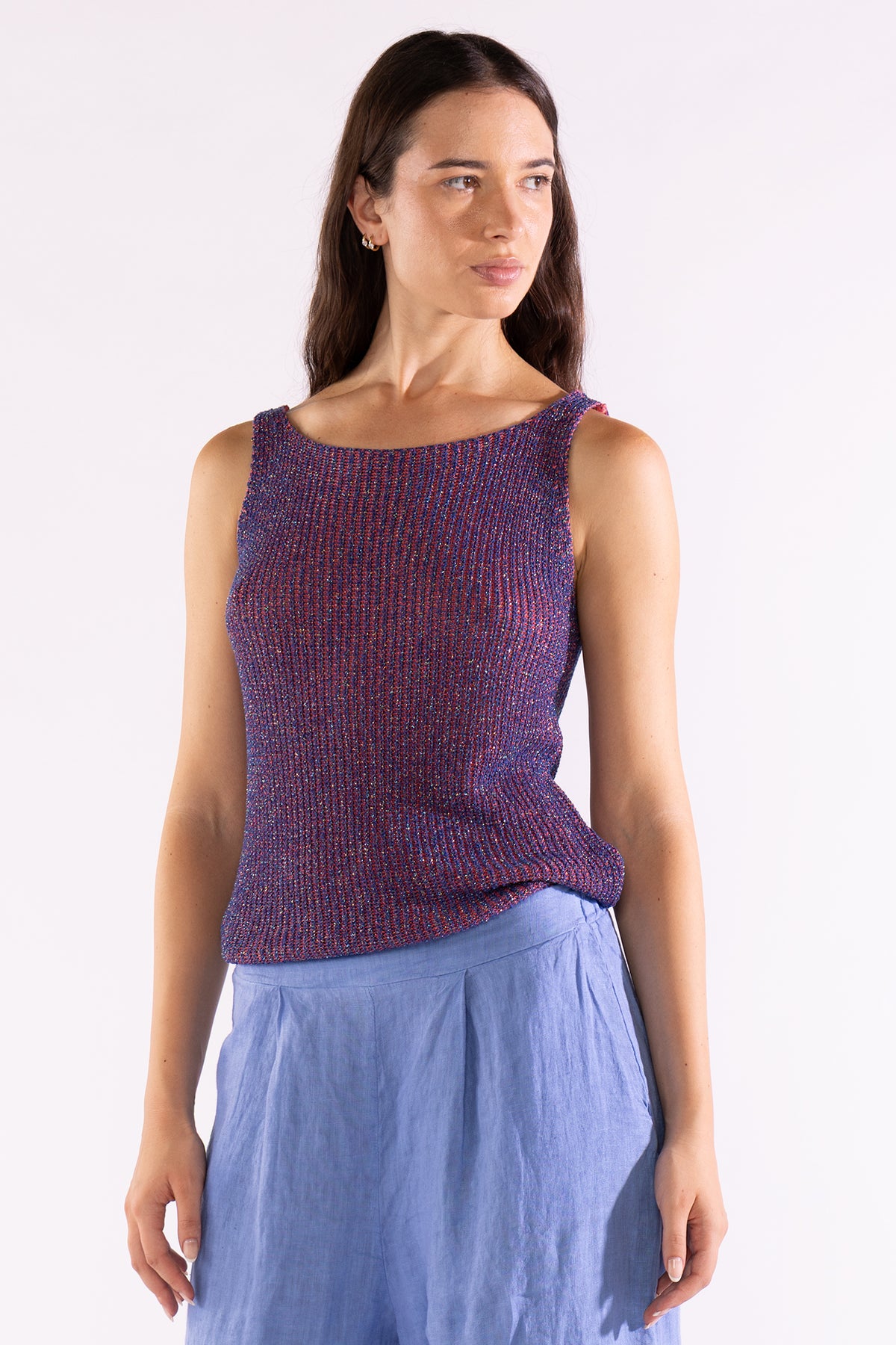 Eli Top Tejido Lurex Blueberry