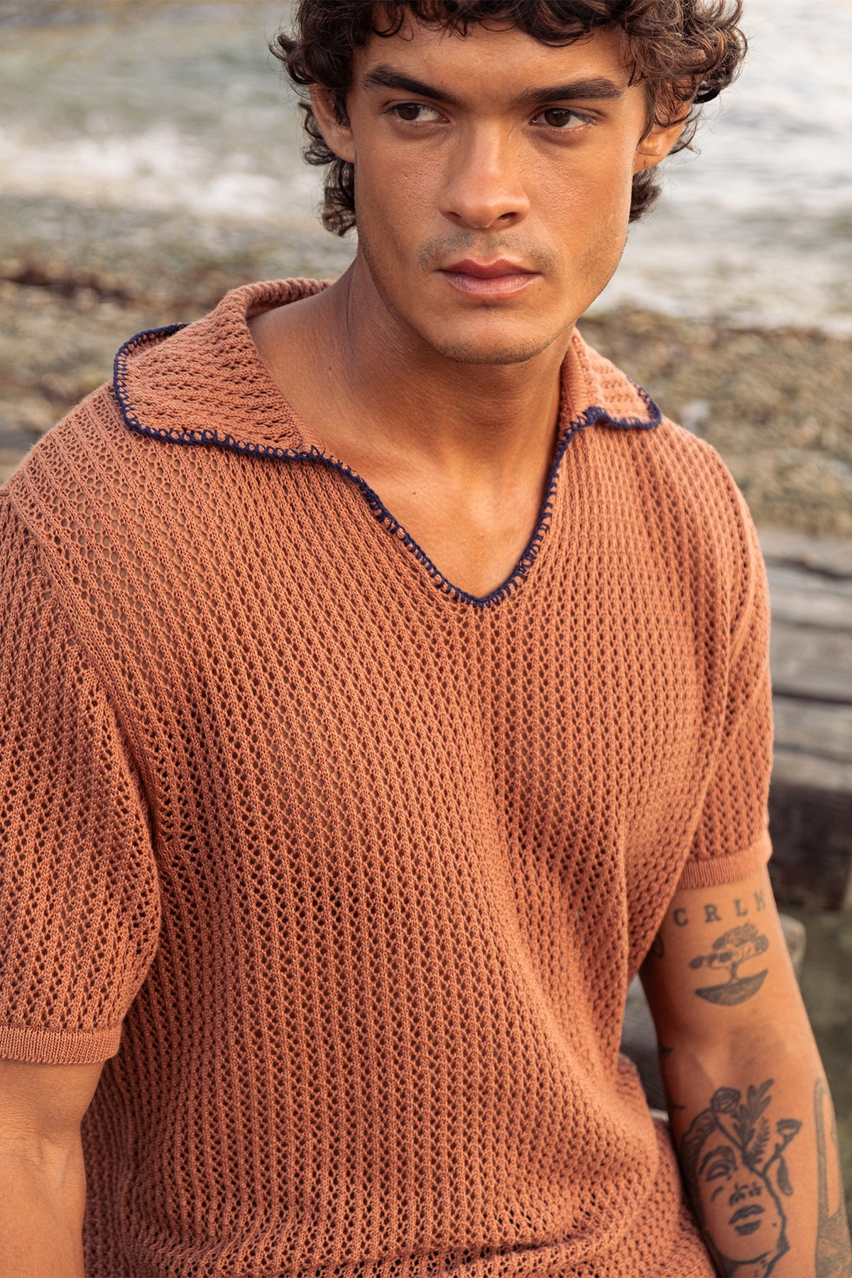 Embroidered Polo Shirt Tabacco