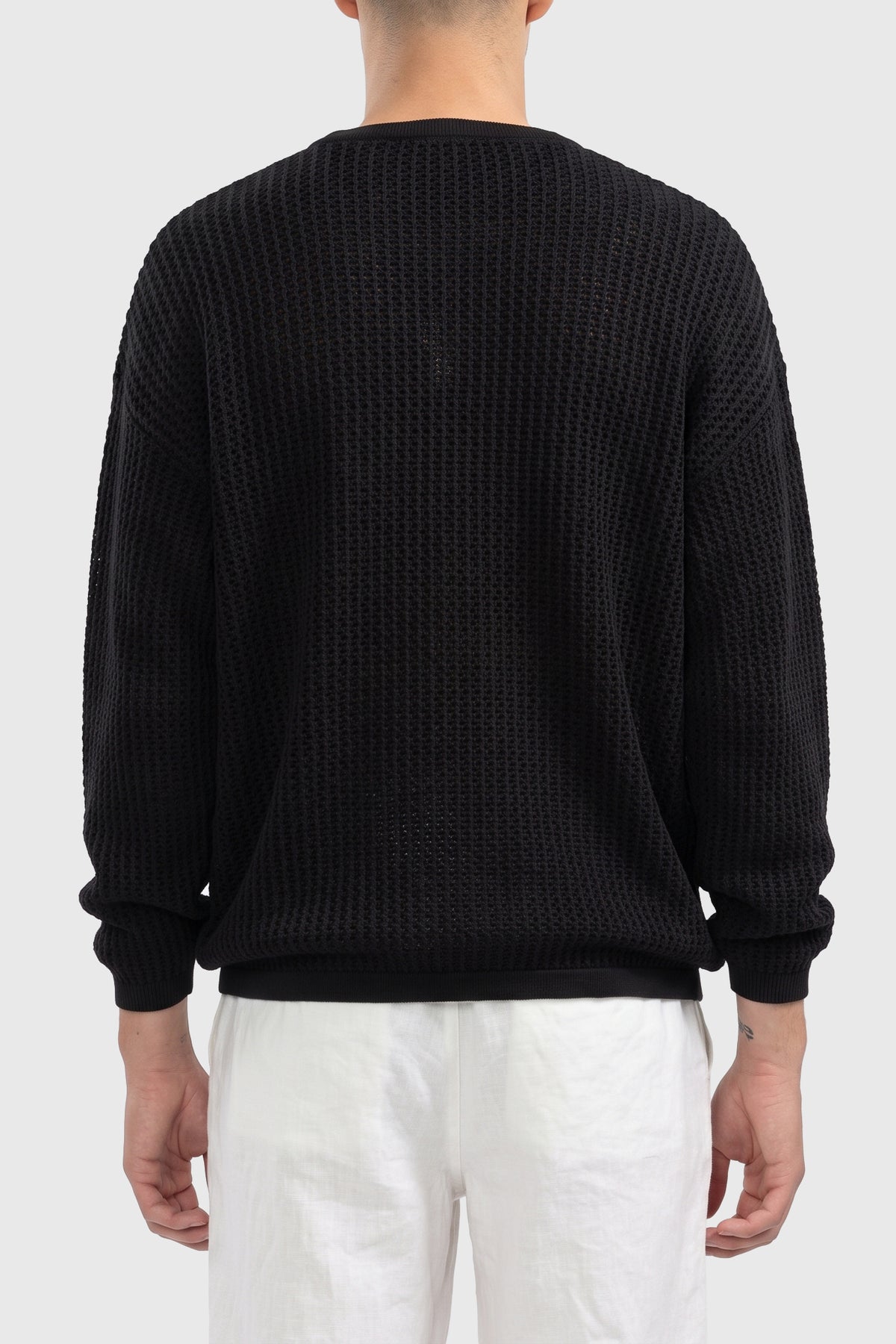 Long Sleeve Knitted Shirt Black Camisas Polonio UY