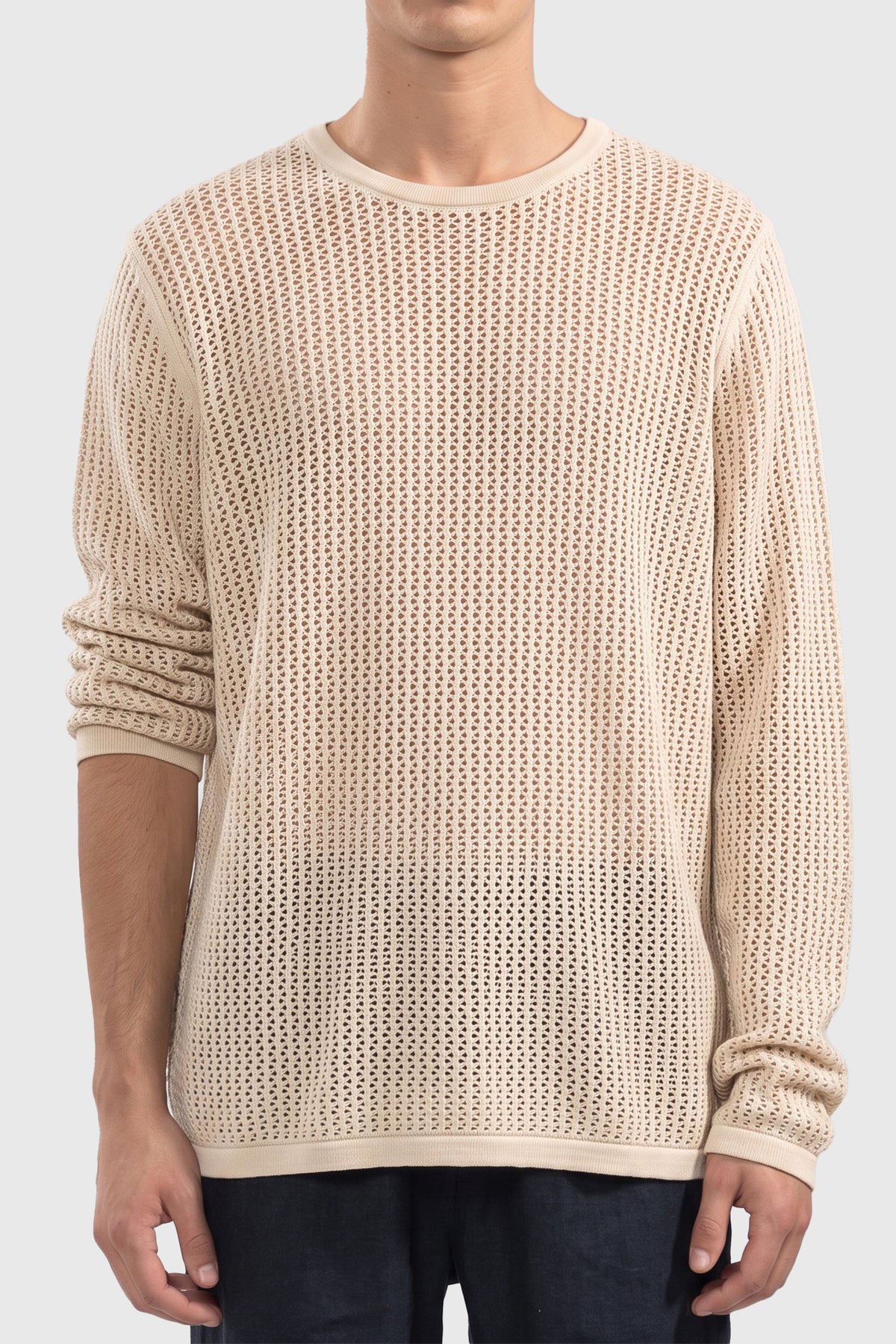 Long Sleeve Knitted Shirt Cream Camisas Polonio UY