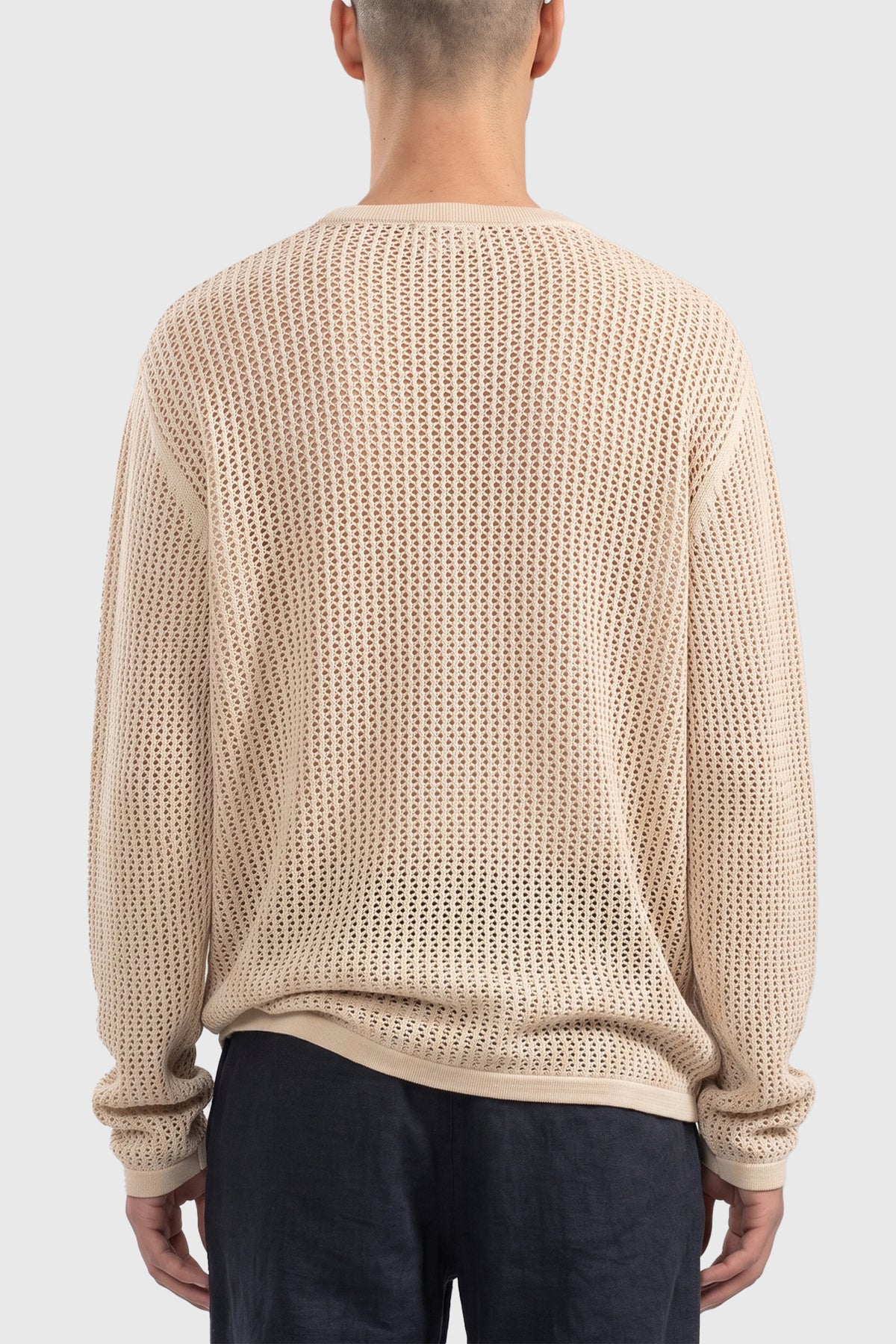 Long Sleeve Knitted Shirt Cream Camisas Polonio UY