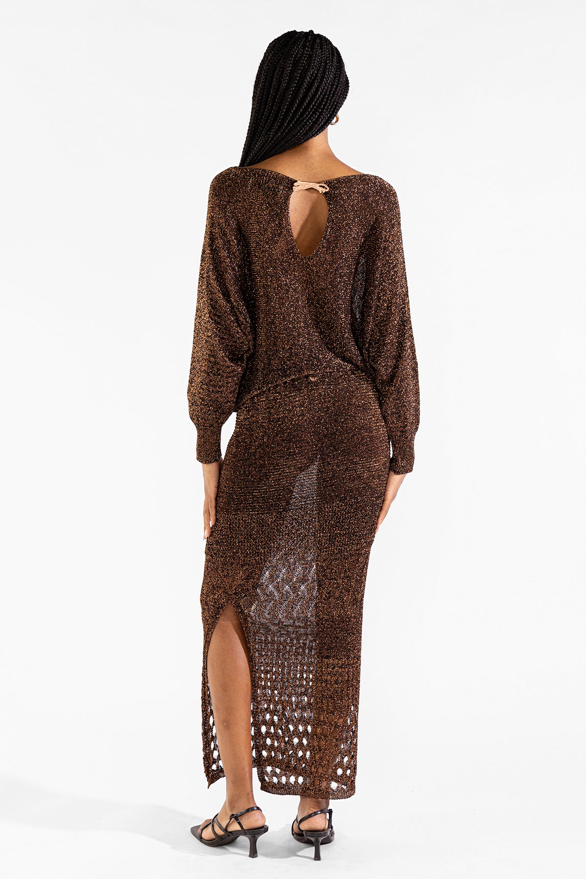 Falda Tejida Lu en Gold Black Falda Polonio UY