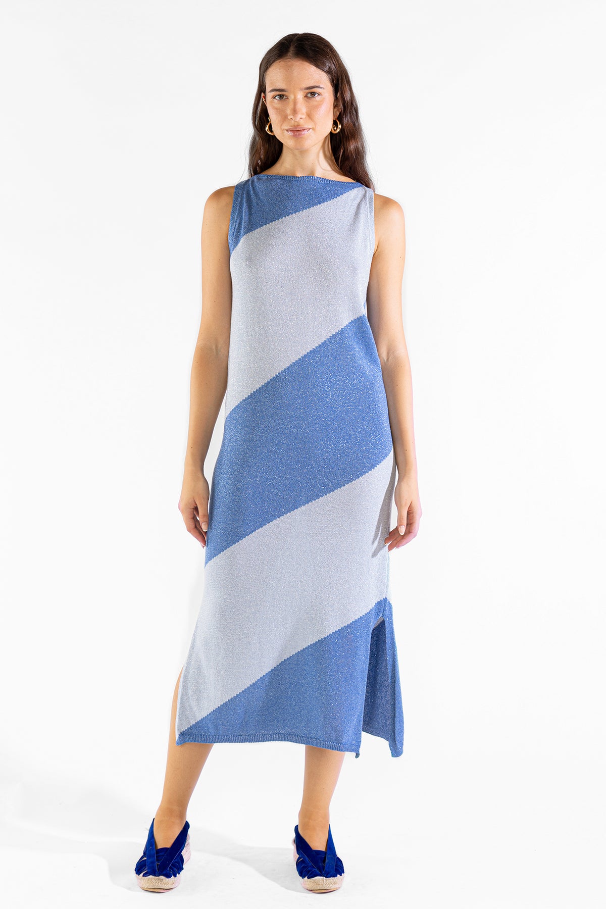 Vestido Mila Tejido Bicolor Cielo Polonio UY
