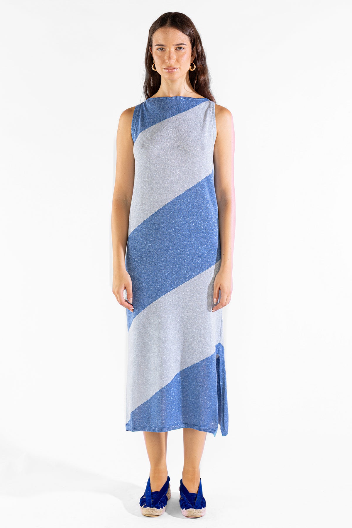 Vestido Mila Tejido Bicolor Cielo Vestidos y Monos Polonio UY
