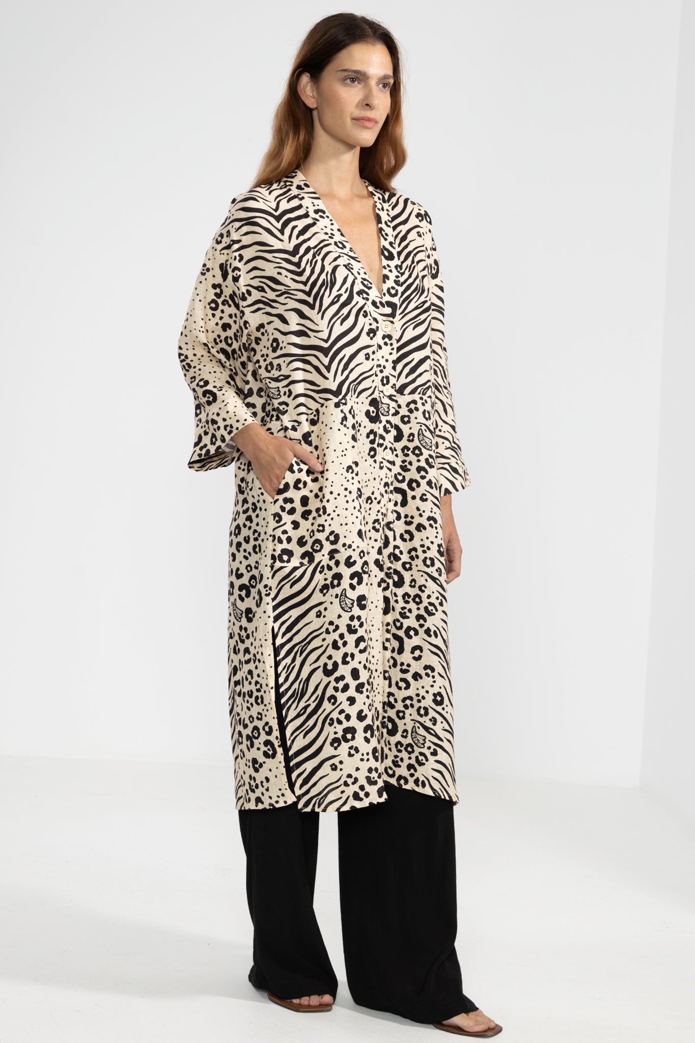 Nicky Long Shirt Feline Crema