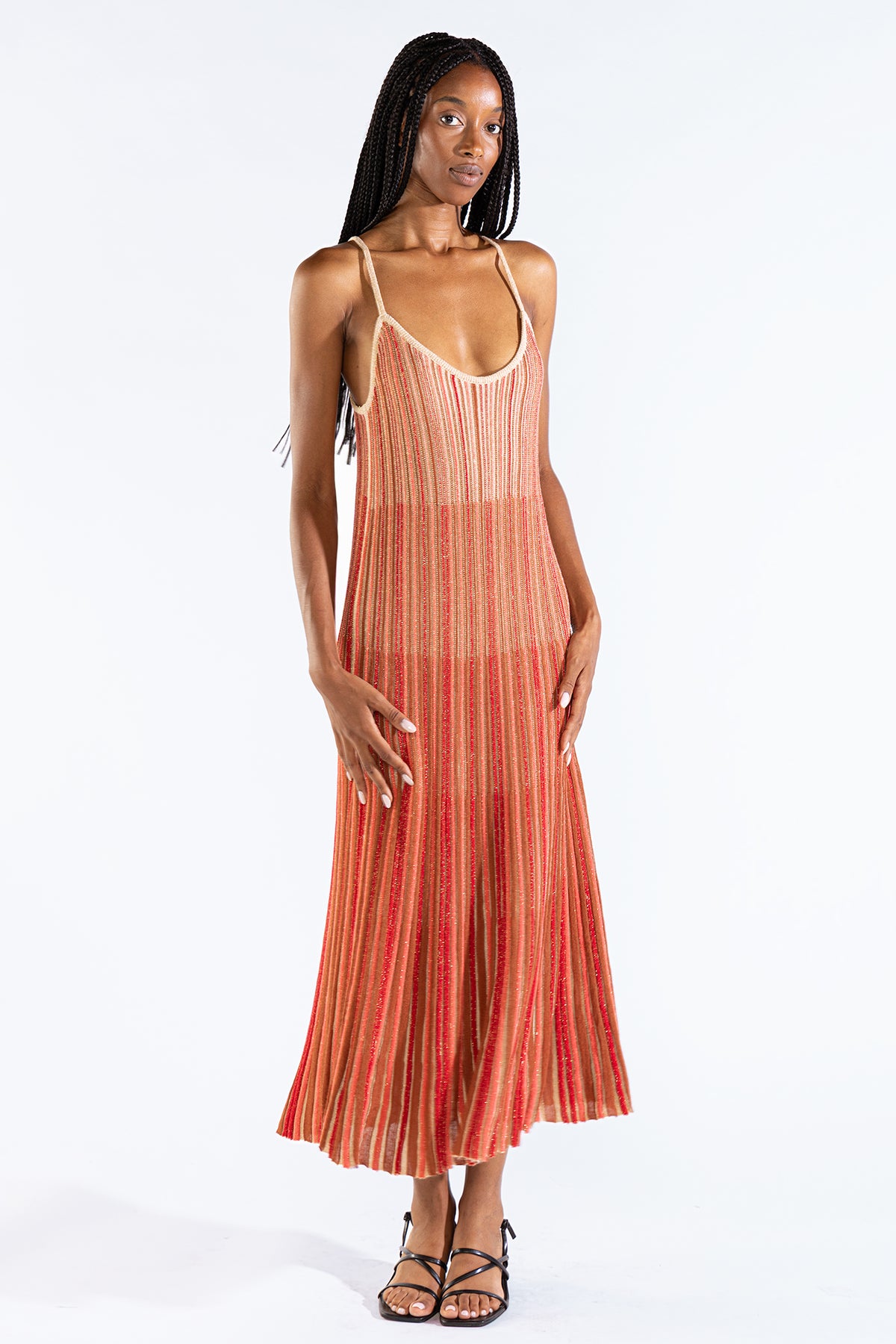 Vestido Striped Long Tejido Berry