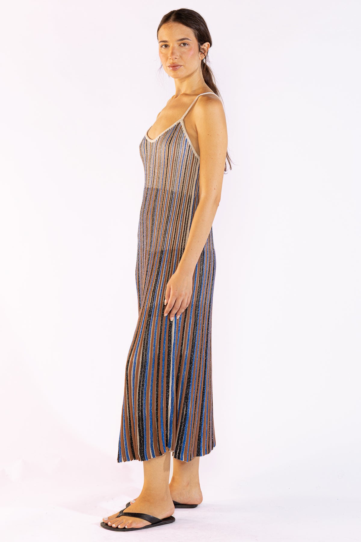 Vestido Striped Long Tejido Blue