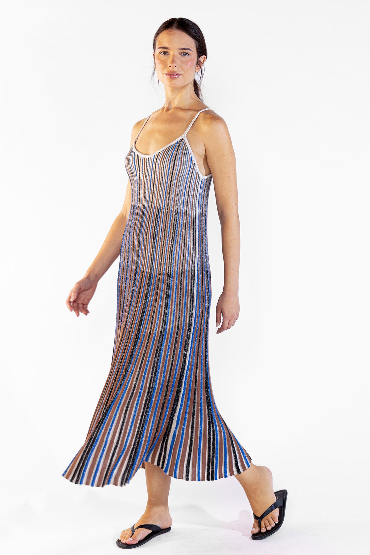 Vestido Striped Long Tejido Blue Vestidos y Monos Polonio UY