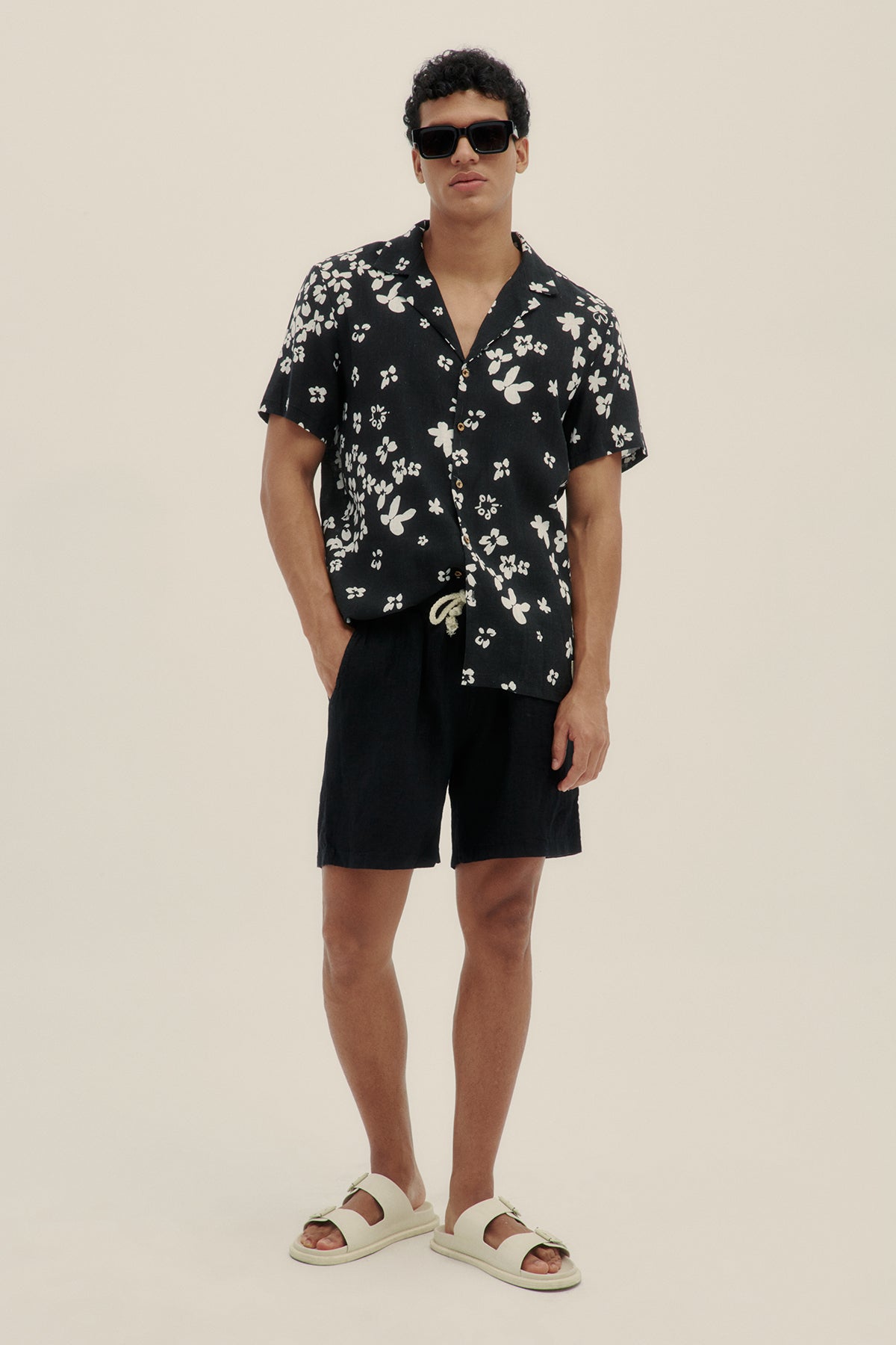 Short 100% Lino Premium Black Shorts Polonio UY