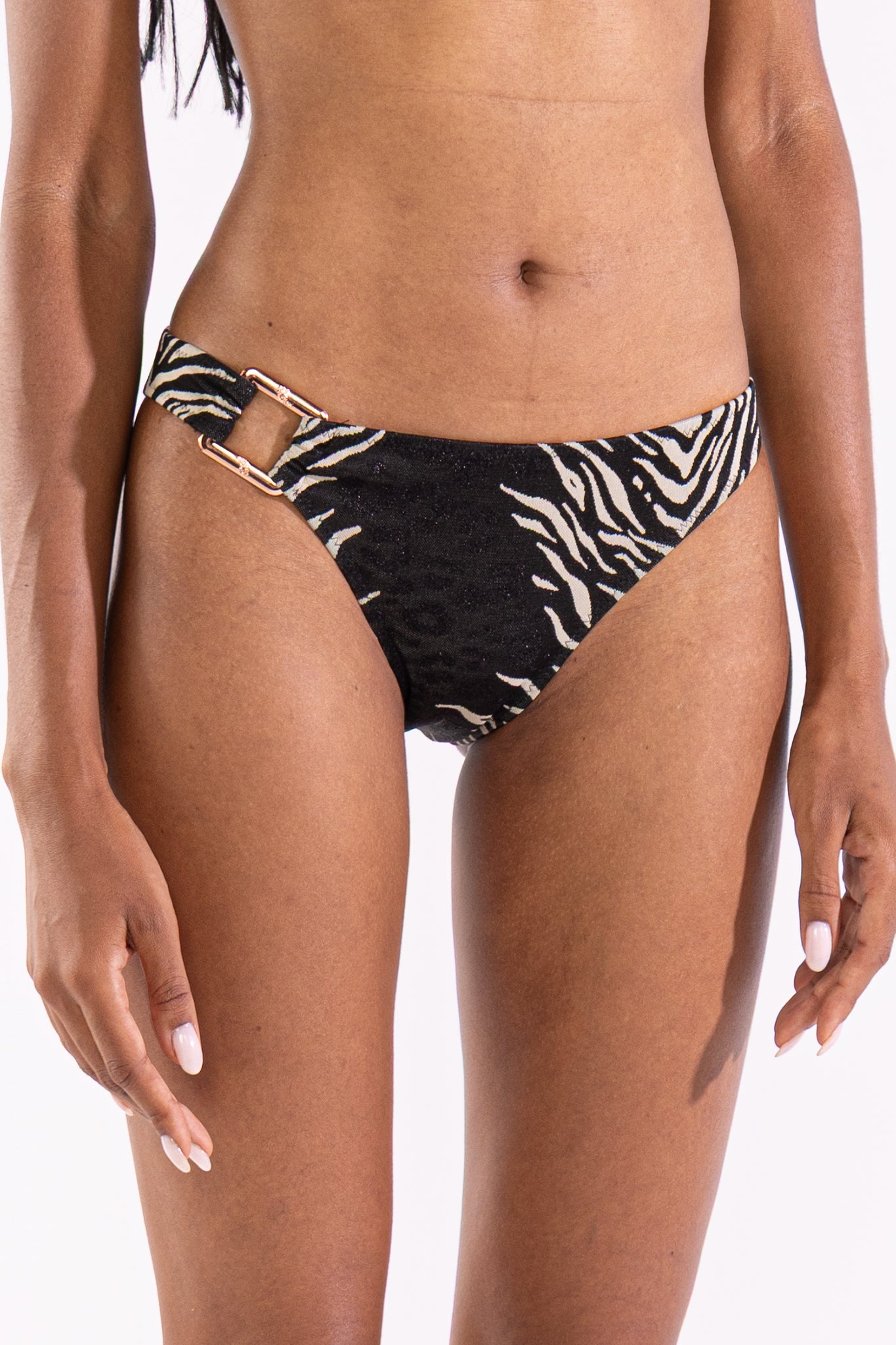Bottom Bikini Ring Feline Black - Polonio Uruguay