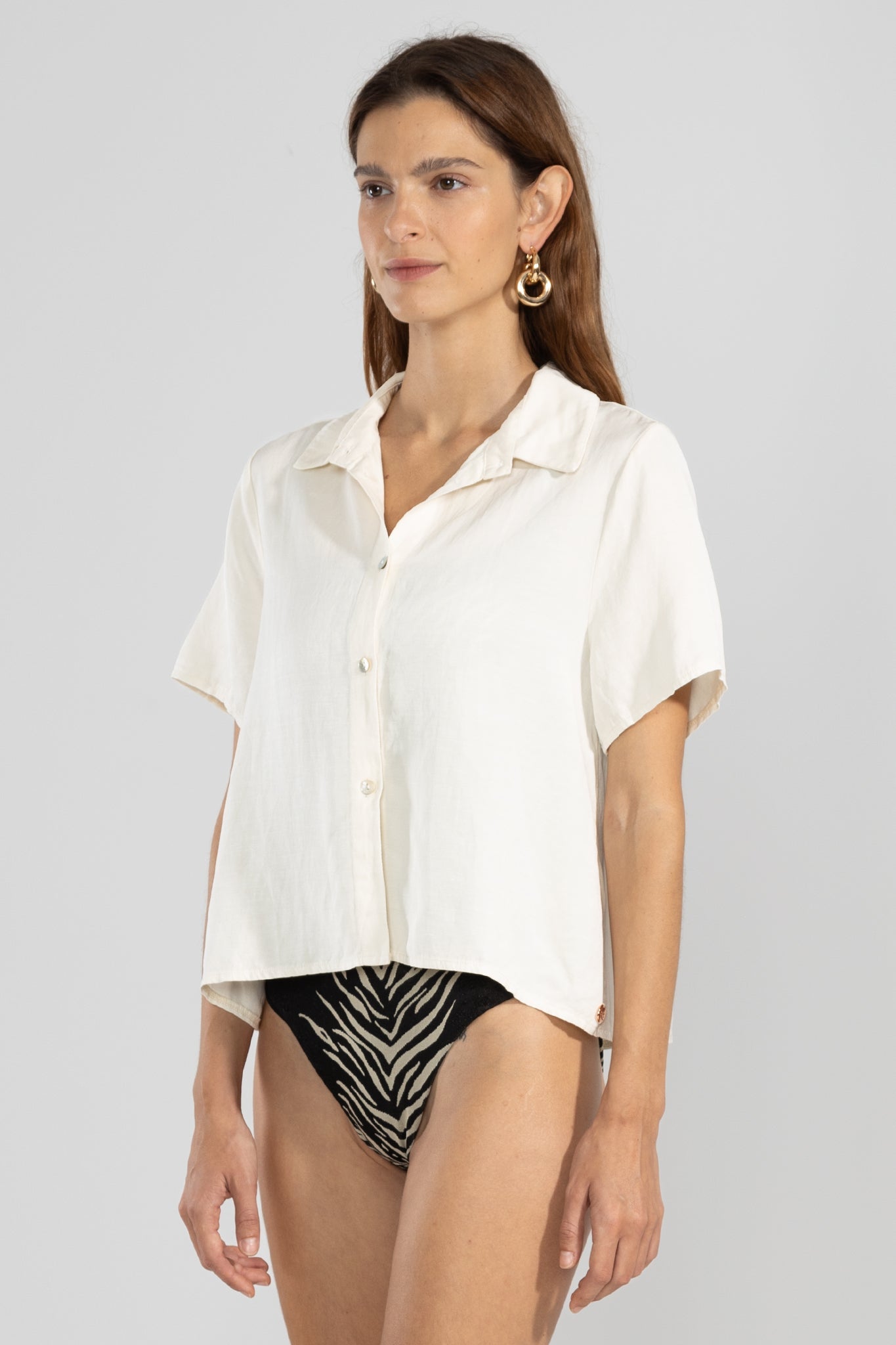 Camisa Manga Corta Crema - Polonio Uruguay