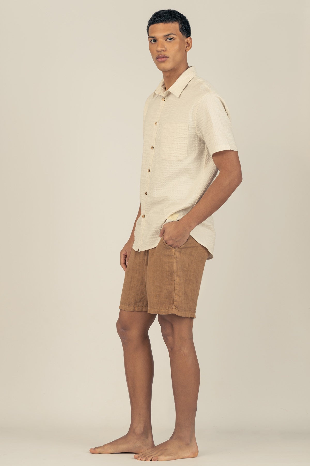 Camisa Manga Corta Fede Cream - Polonio Uruguay