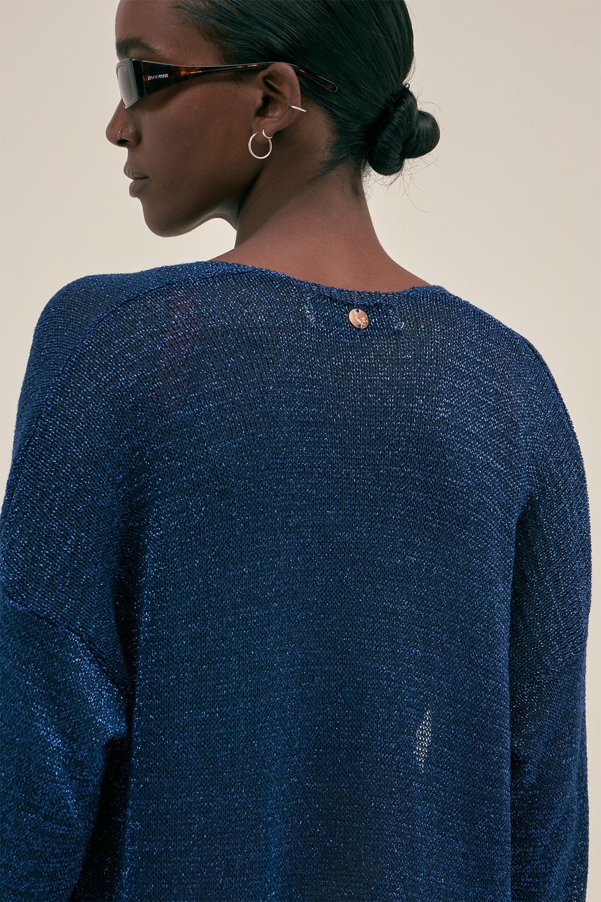 Cardigan Lu Lurex Azul - Polonio Uruguay