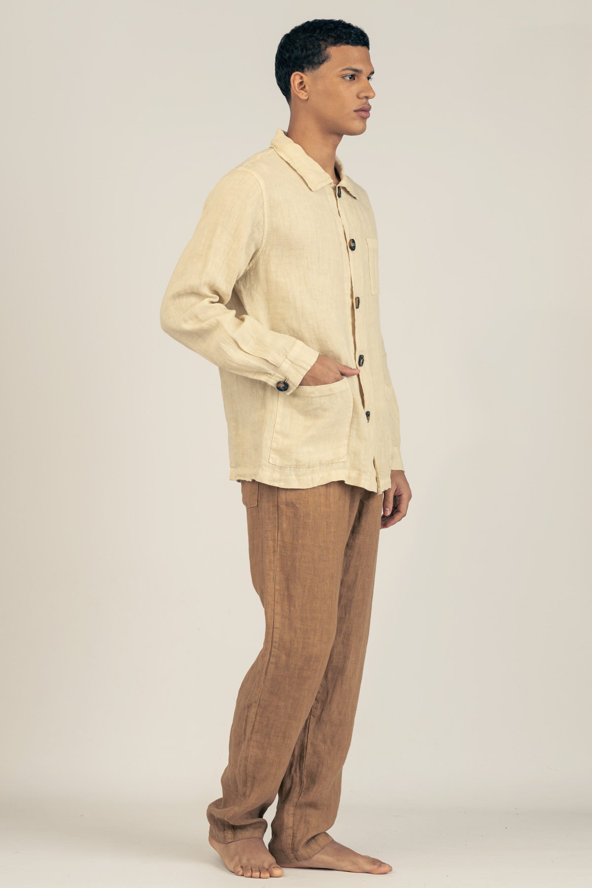 Chaqueta De Lino Premium Almendra - Polonio Uruguay