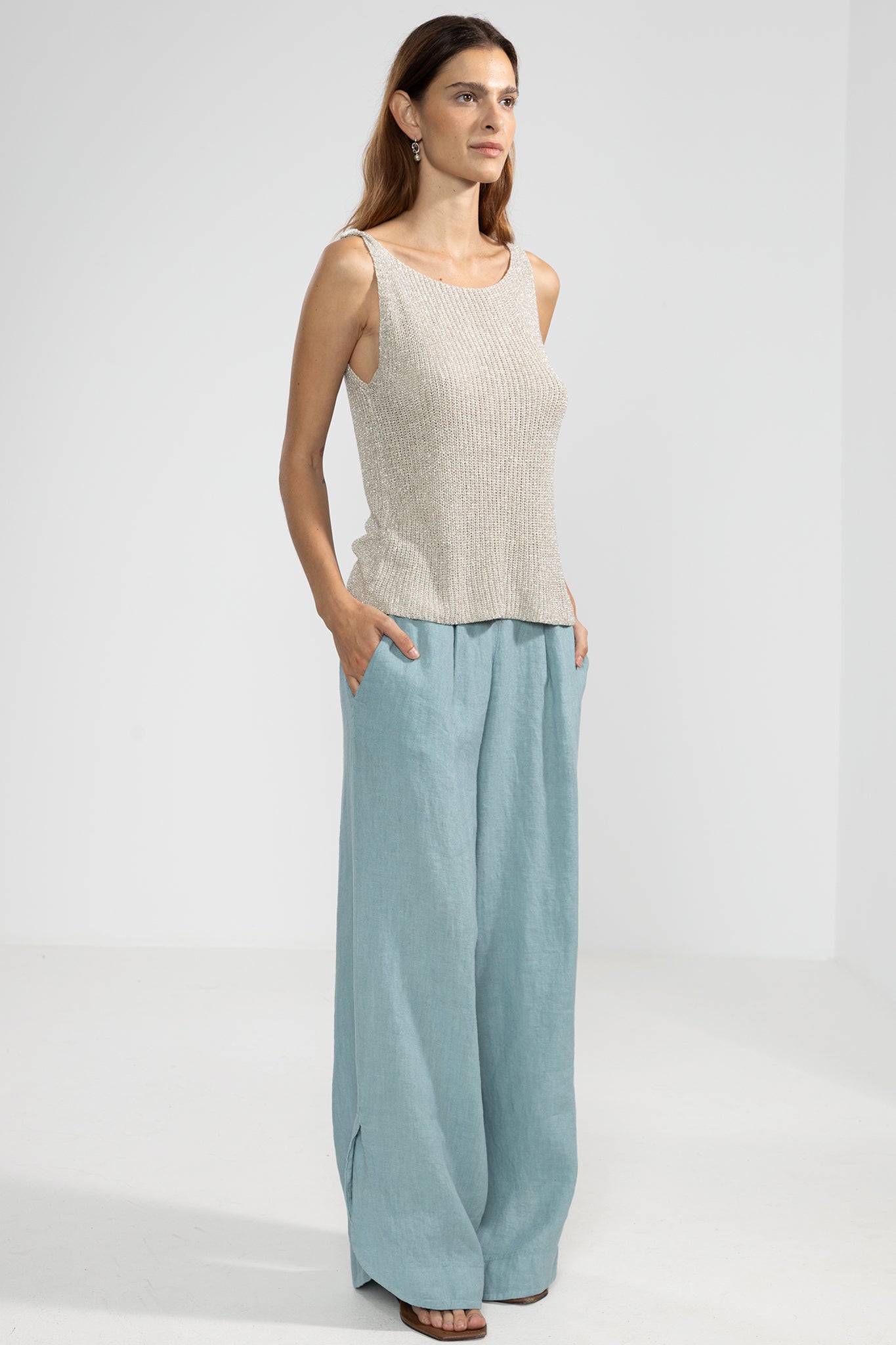 Eli Top Tejido Lurex Silver - Polonio Uruguay