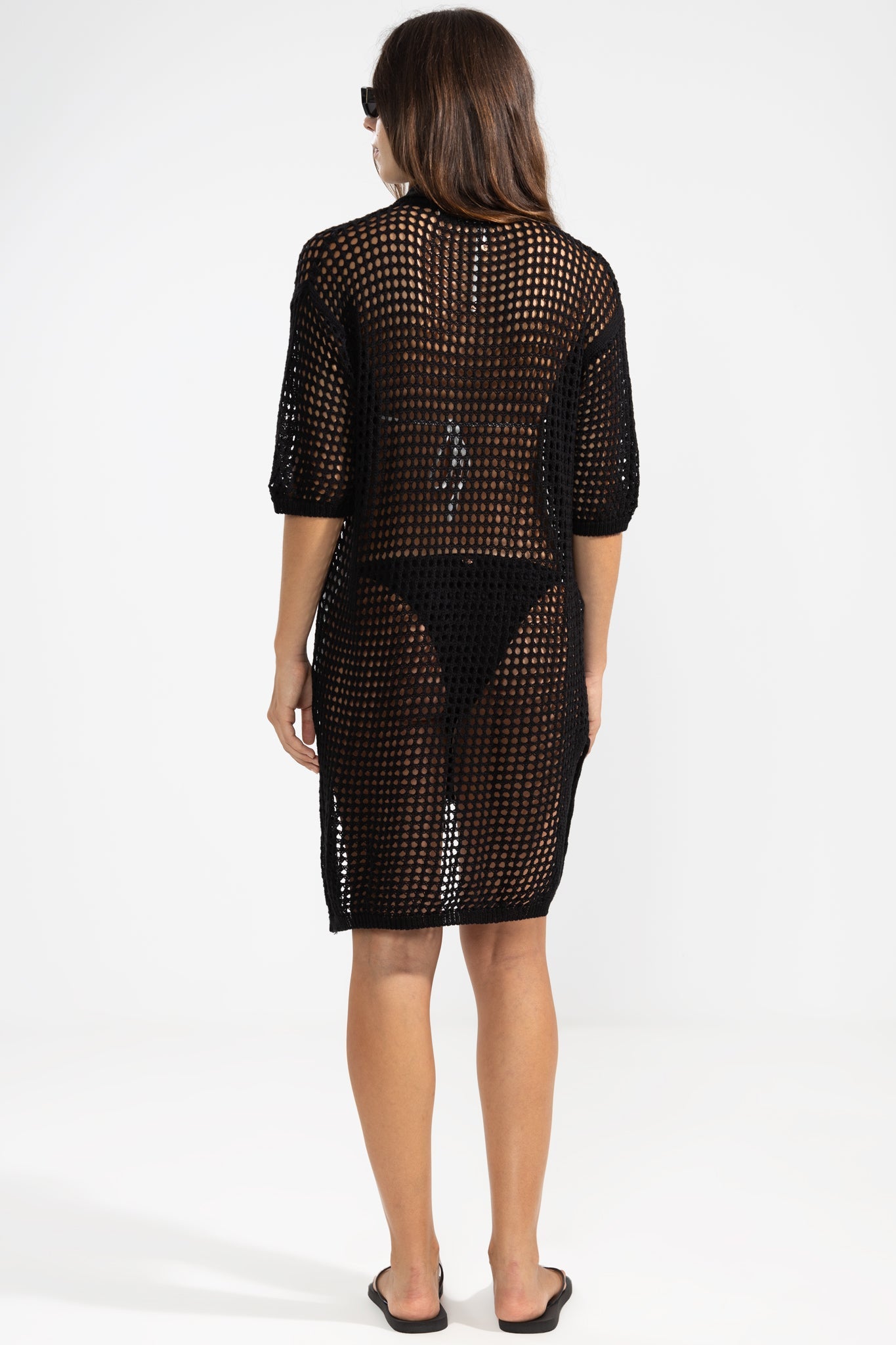 Long Knit Shirt Black - Polonio Uruguay