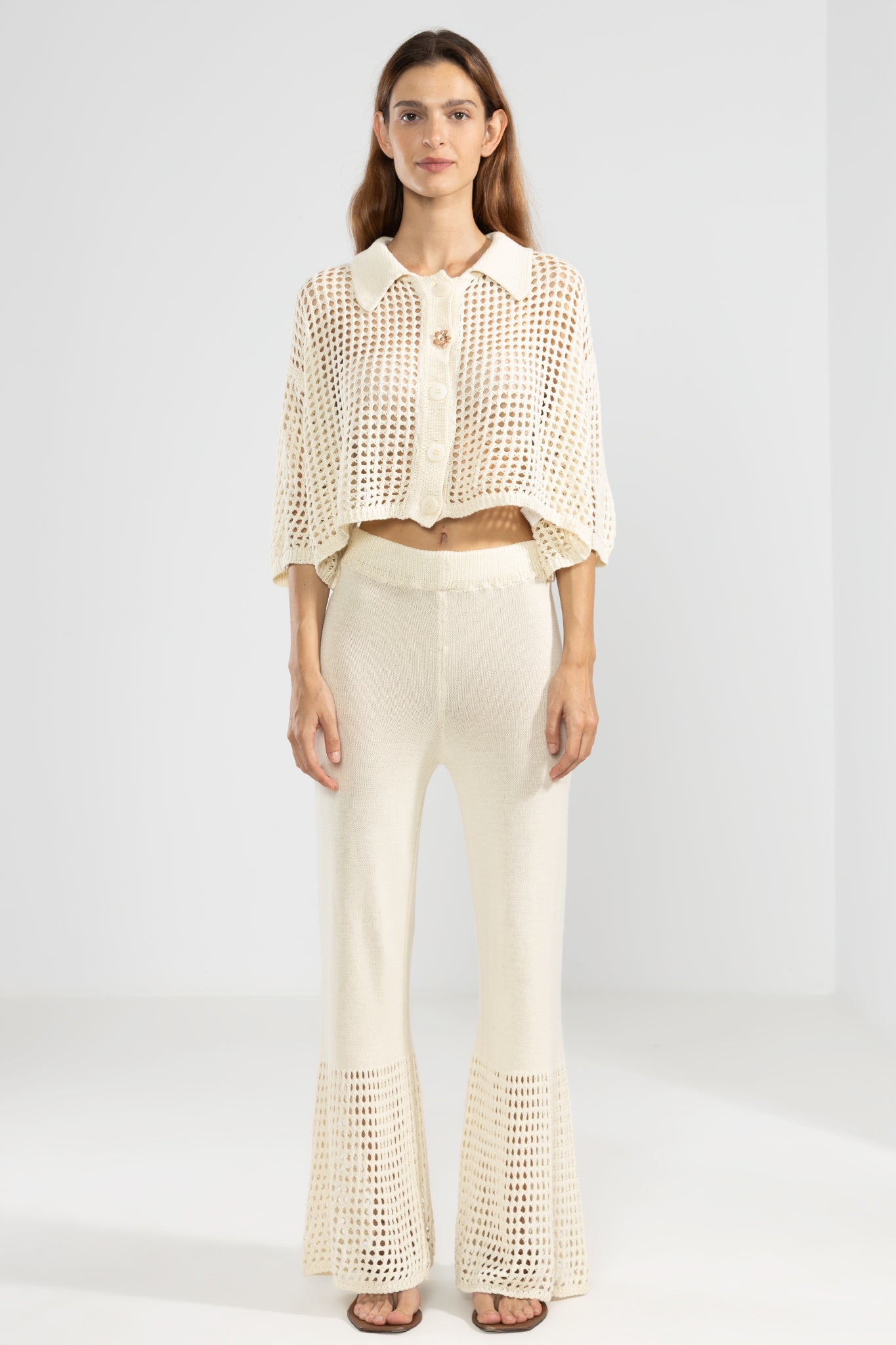 Mica Knit Pants Cream - Polonio Uruguay