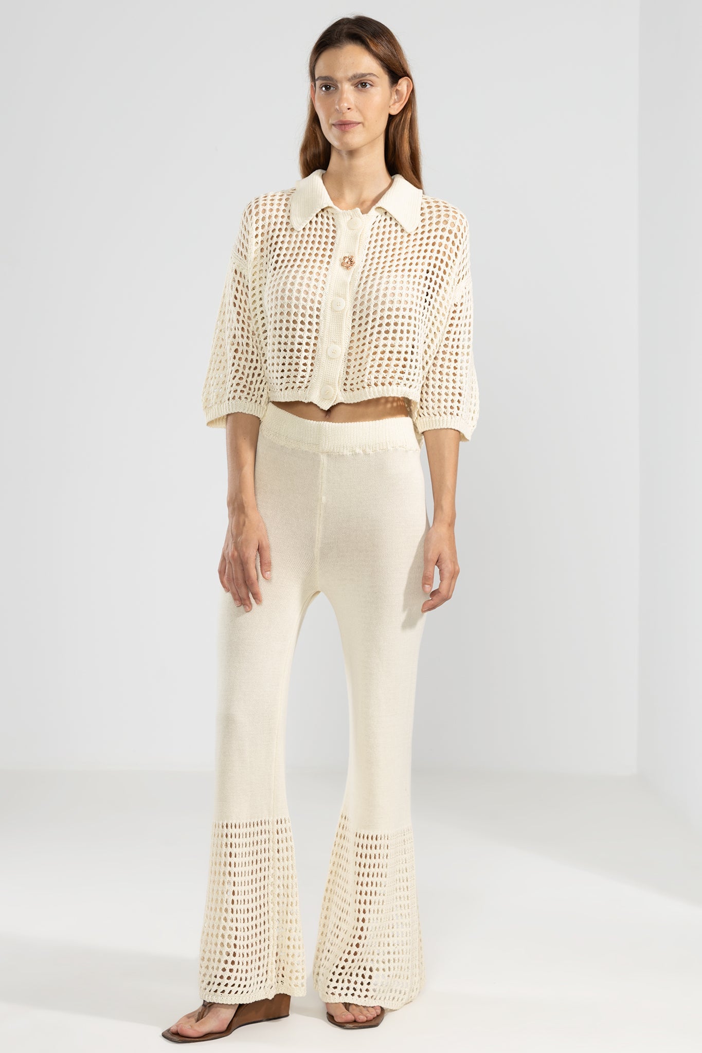 Mica Knit Pants Cream - Polonio Uruguay