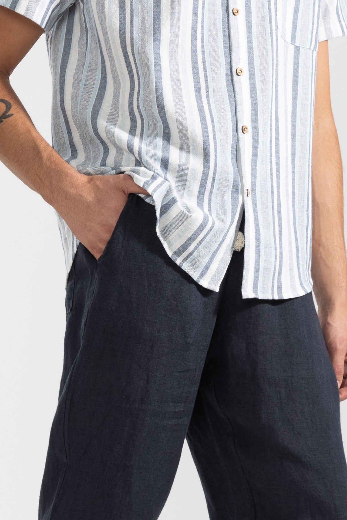Pantalón 100% Lino Premium Navy Pantalones Polonio UY