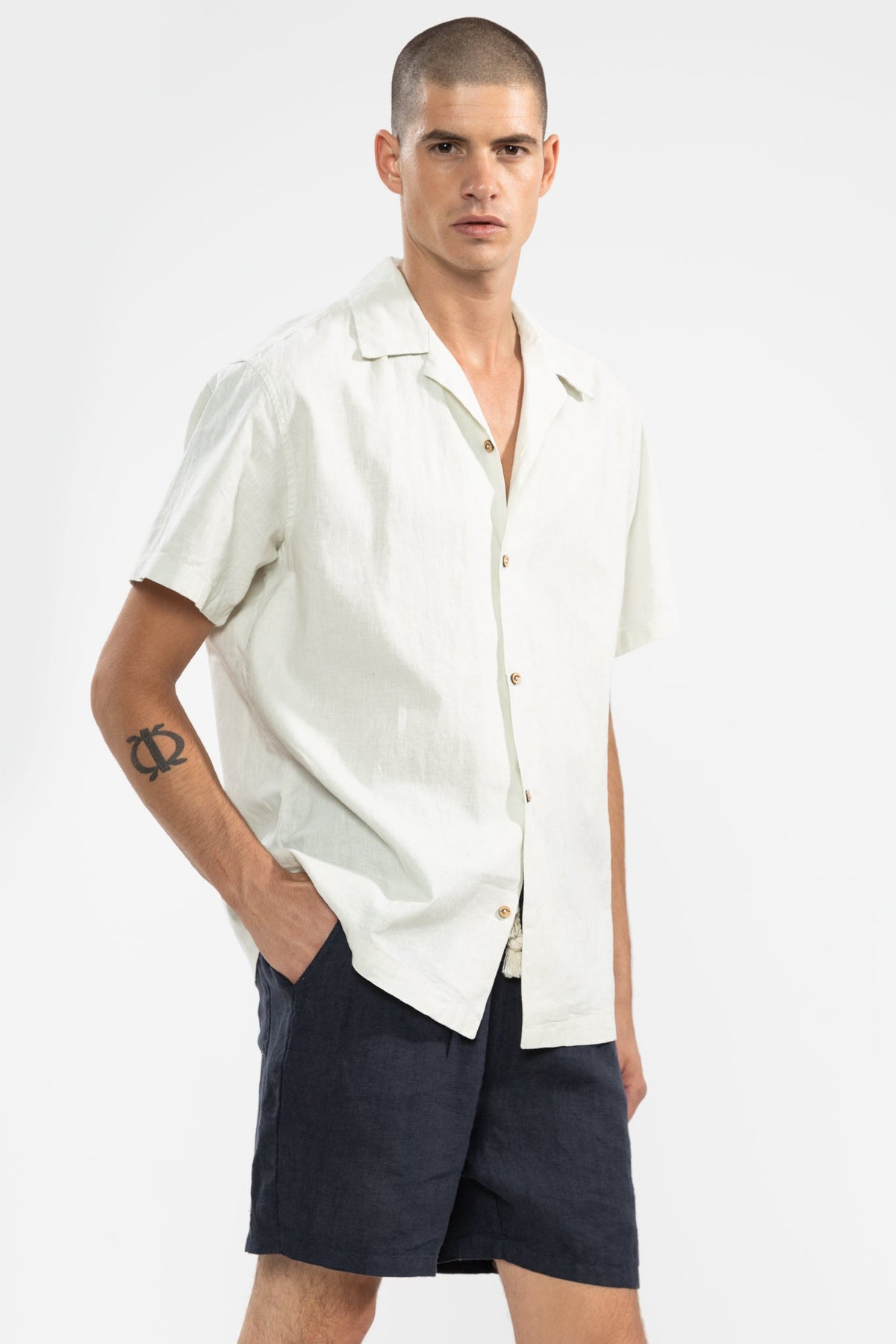 Short 100% Lino Premium Navy Shorts Polonio UY