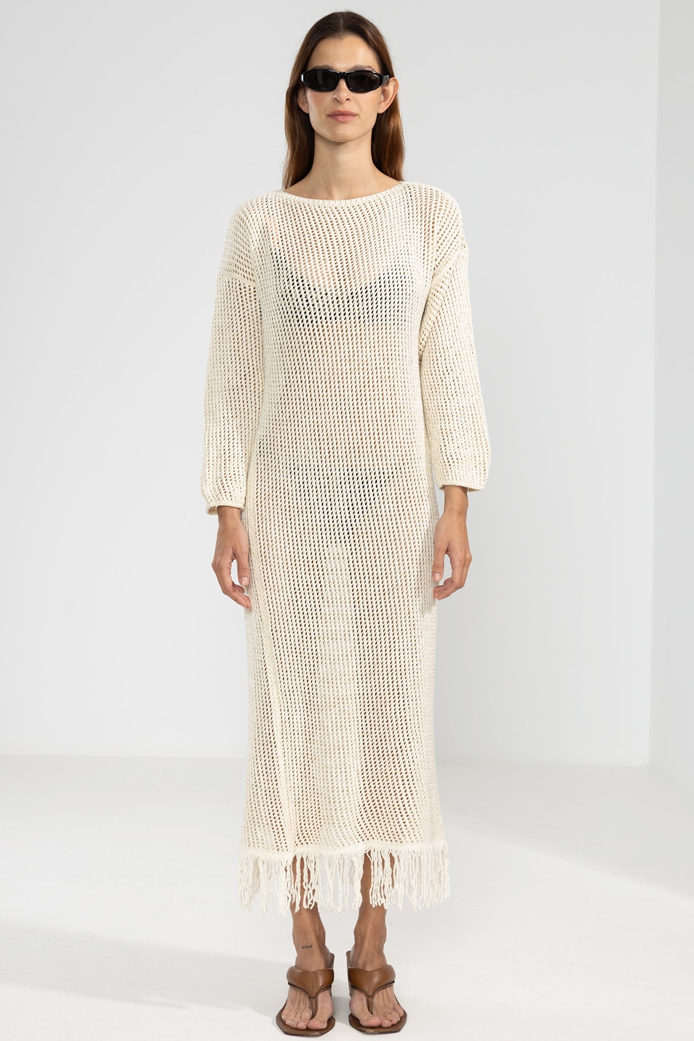 Vestido Fringes Cream - Polonio Uruguay