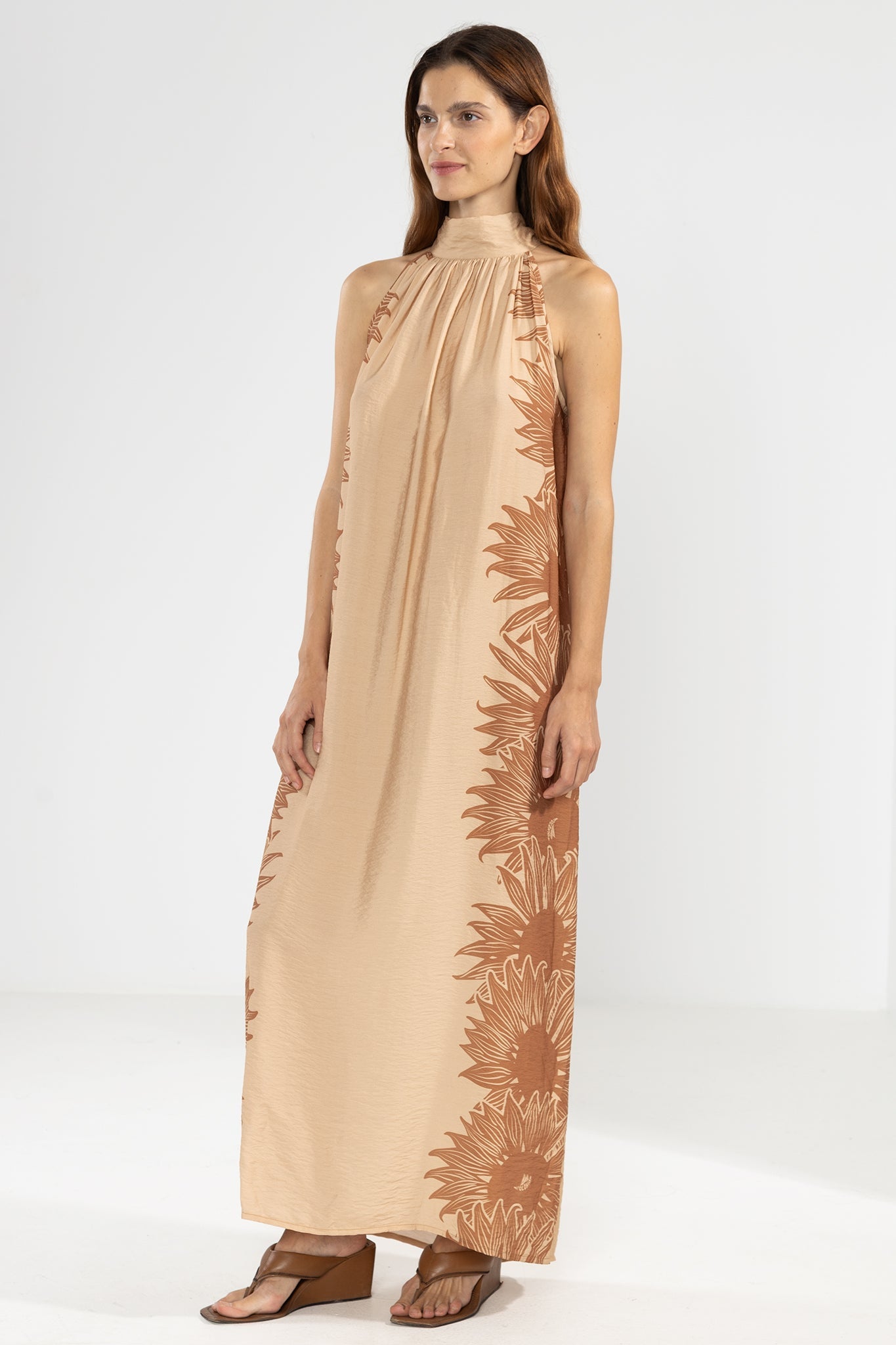 Vestido Halter Michu Bloom Camel - Polonio Uruguay