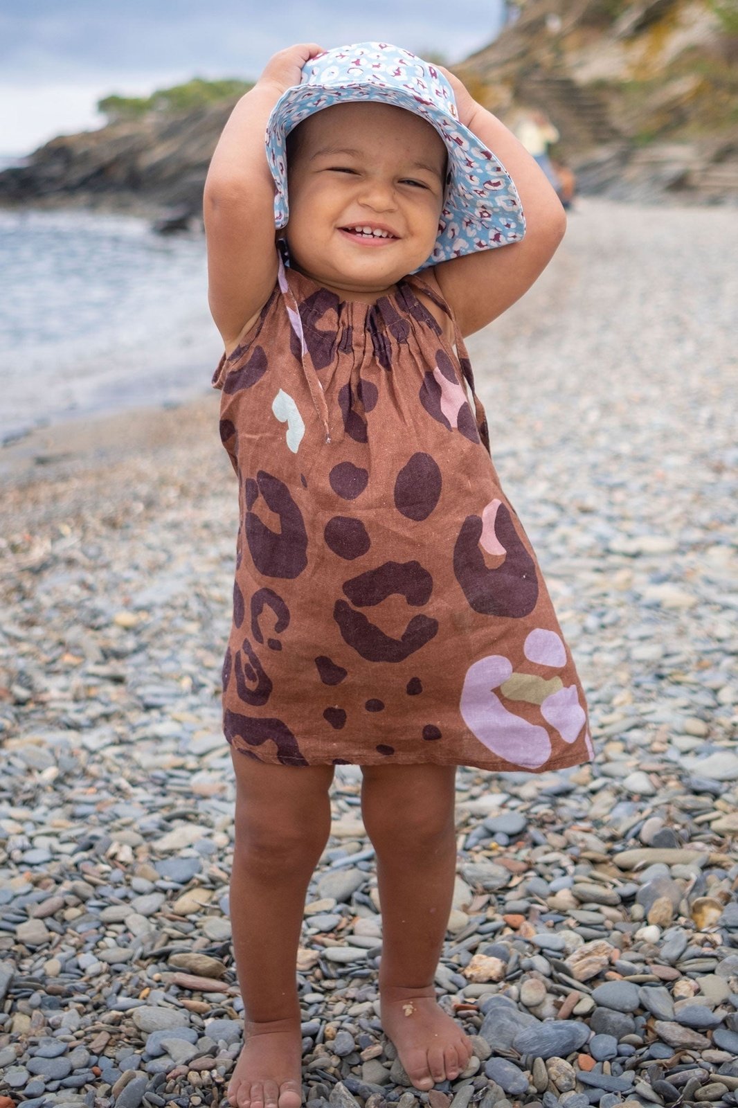 Spotted Caramel Bebé Amelie Dress Lino