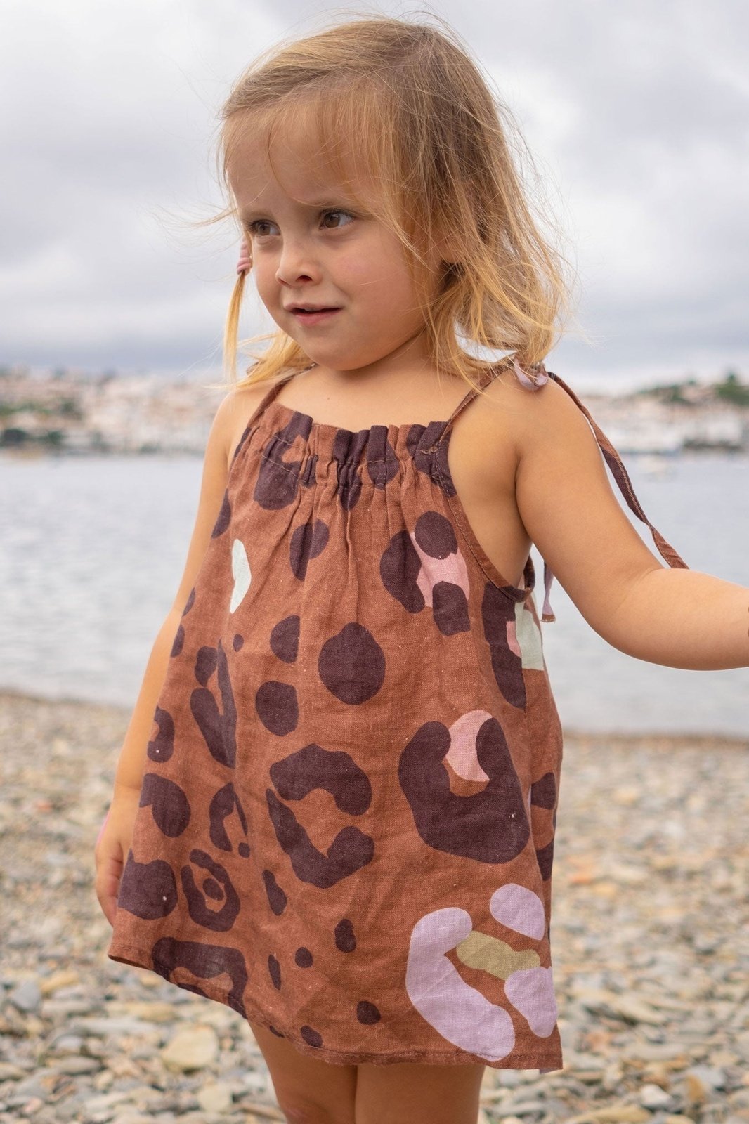 Spotted Caramel Bebé Amelie Dress Lino