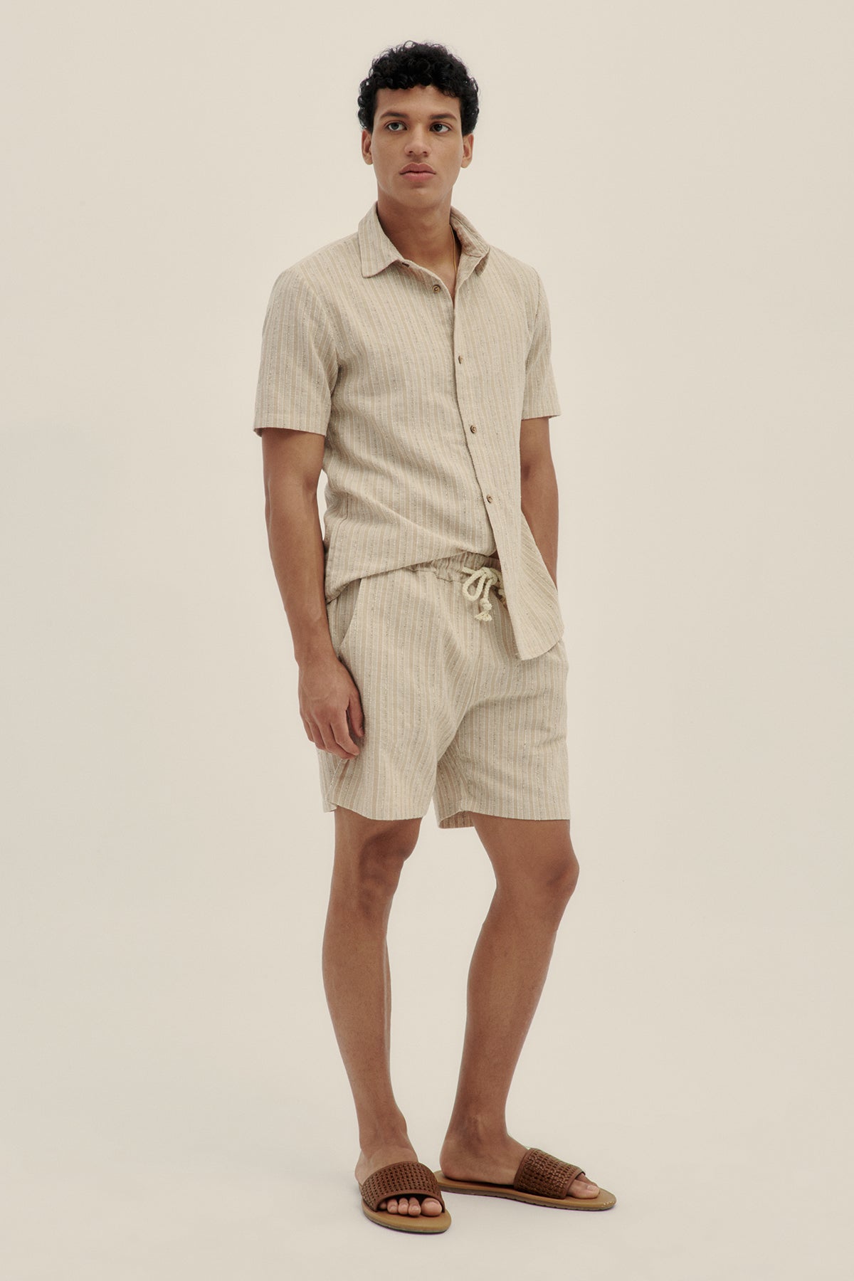 Beige Tonal Men Shorts - Polonio