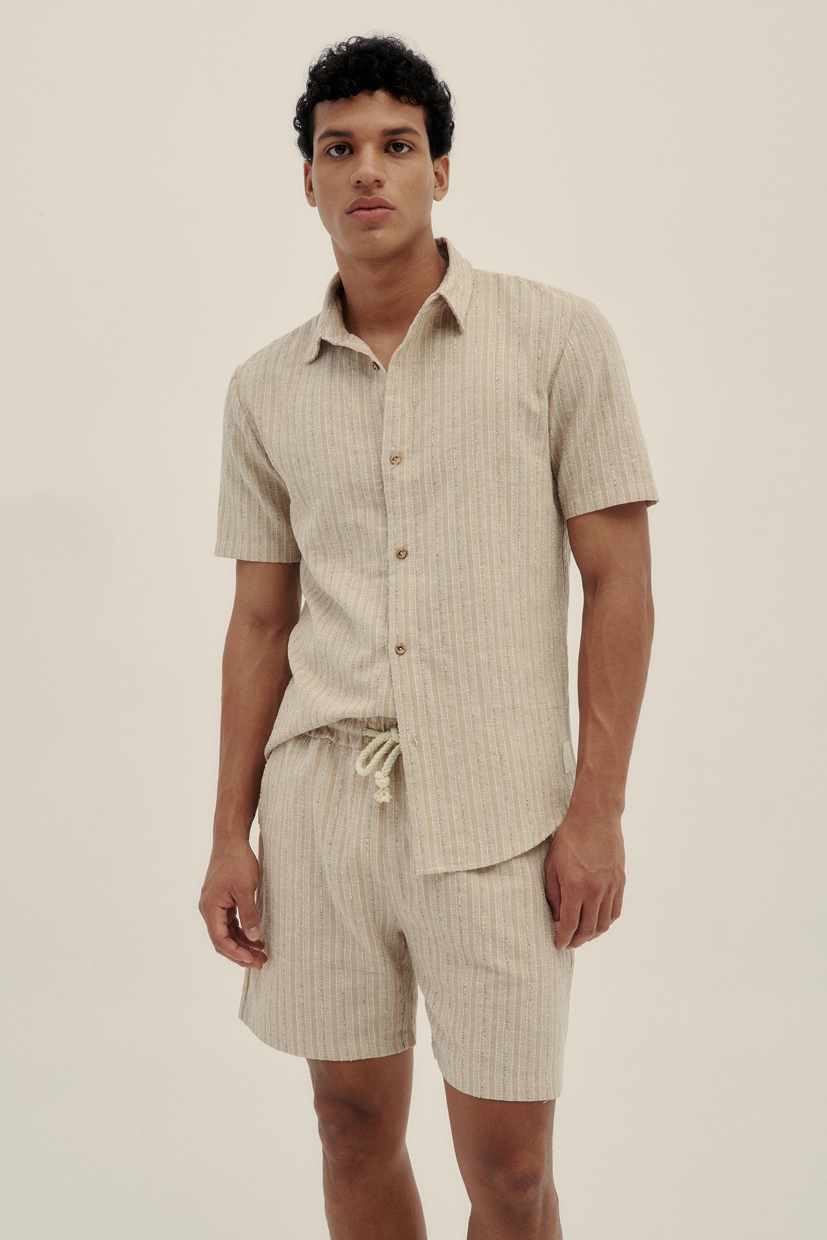 Beige Tonal Men Shorts - Polonio