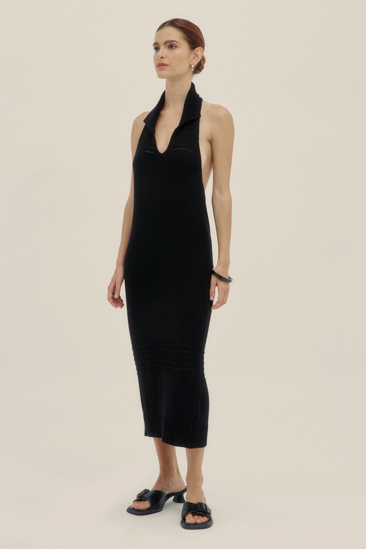 Black Halter Knit Dress - Polonio