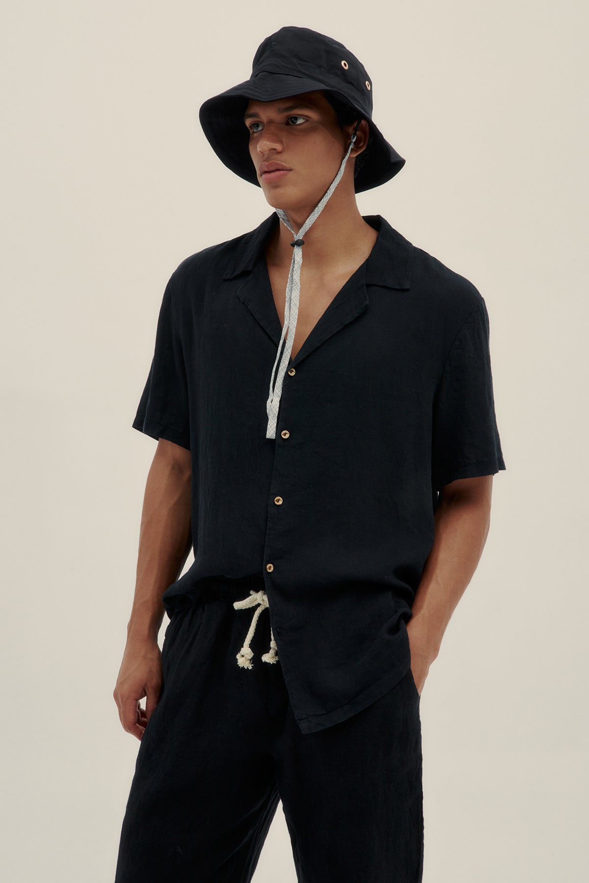 Black Premium Linen Men Pants - Polonio