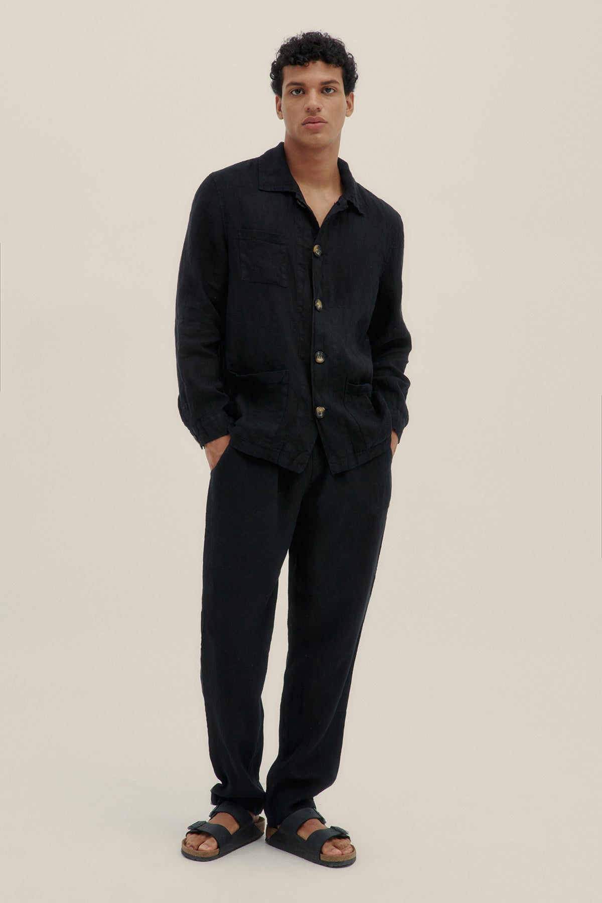 Black Premium Linen Men Pants - Polonio