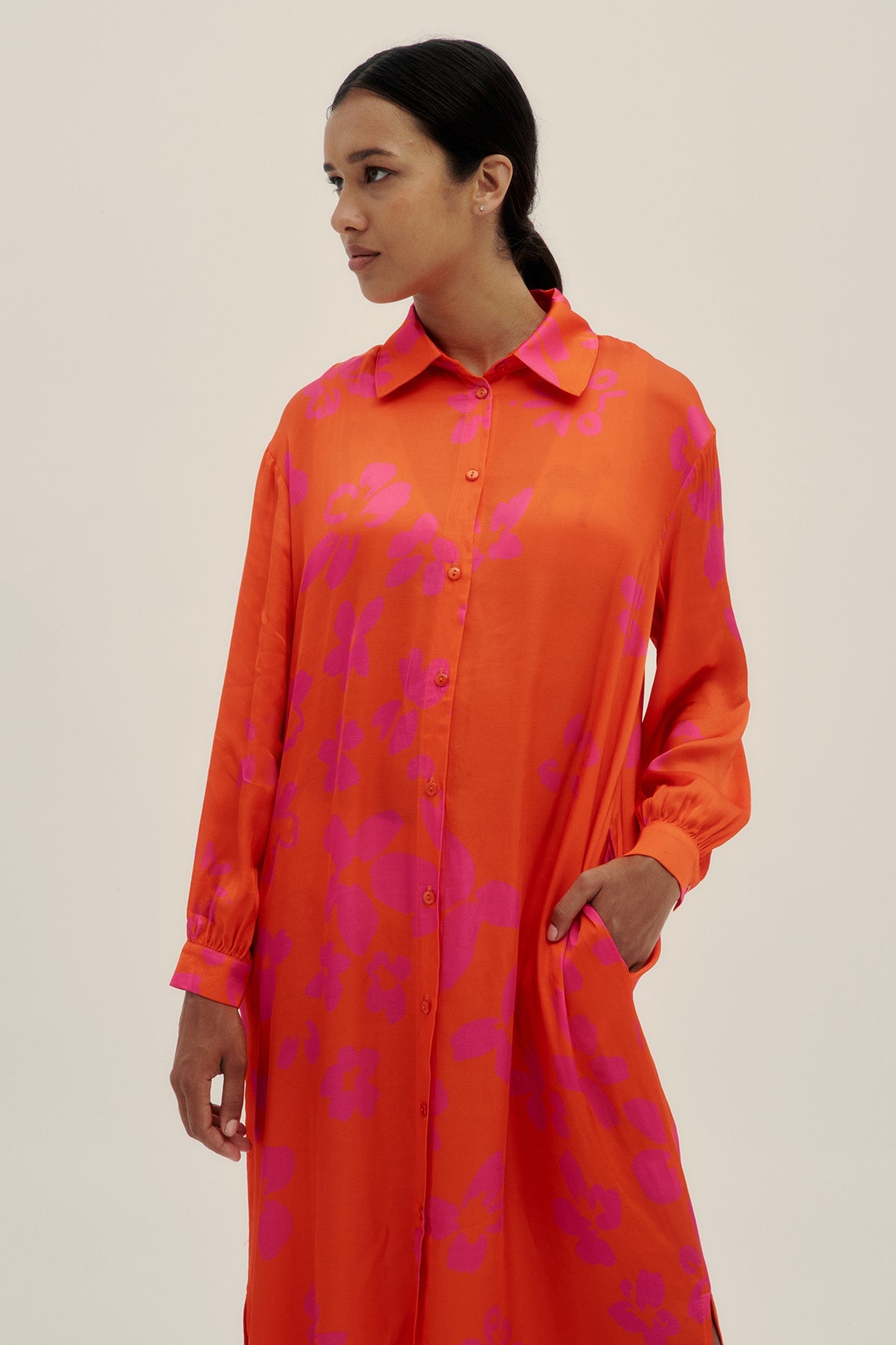 Blossom Red Sol Long Shirt - Polonio