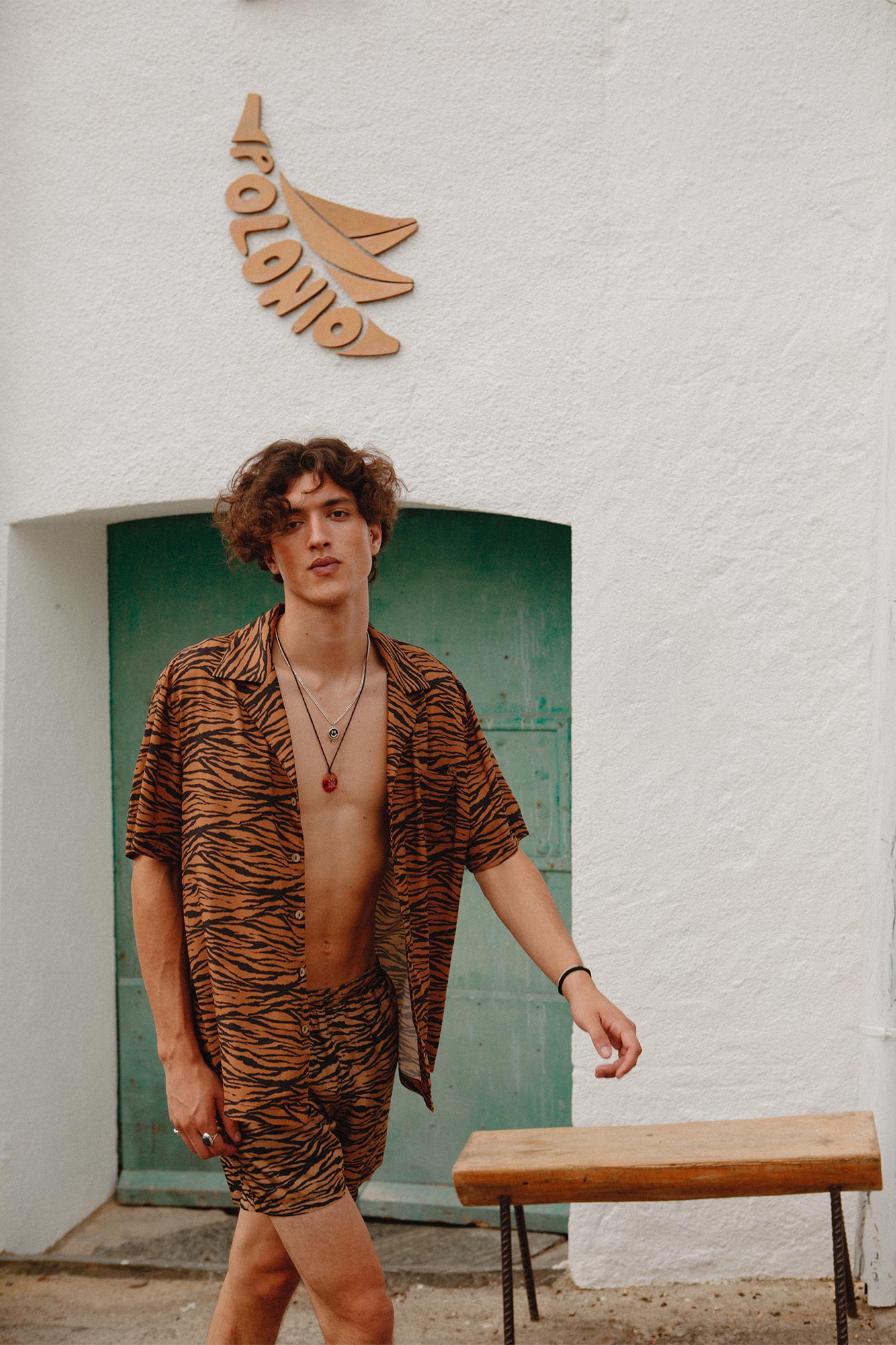 Tigre Camisa Camp-Collar