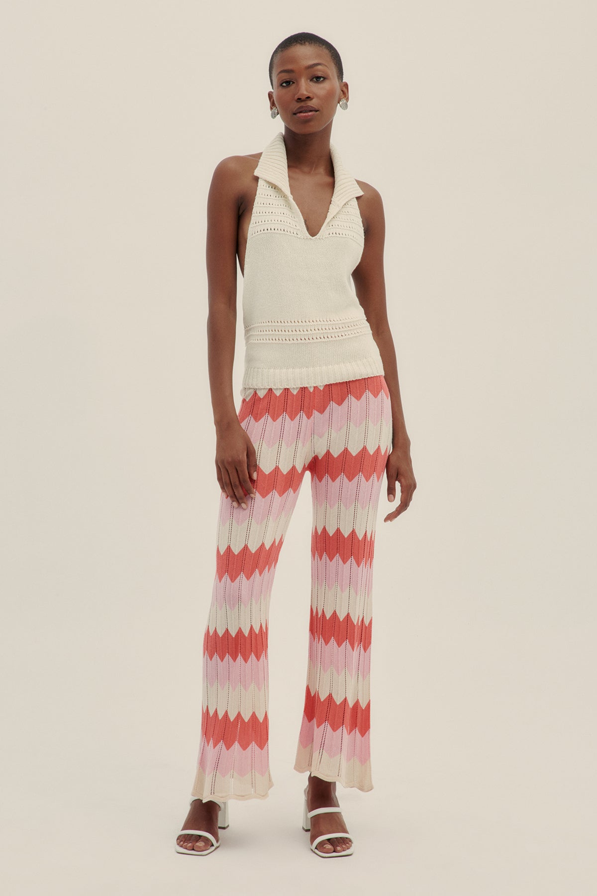 Coral Fefe Knit Pants - Polonio