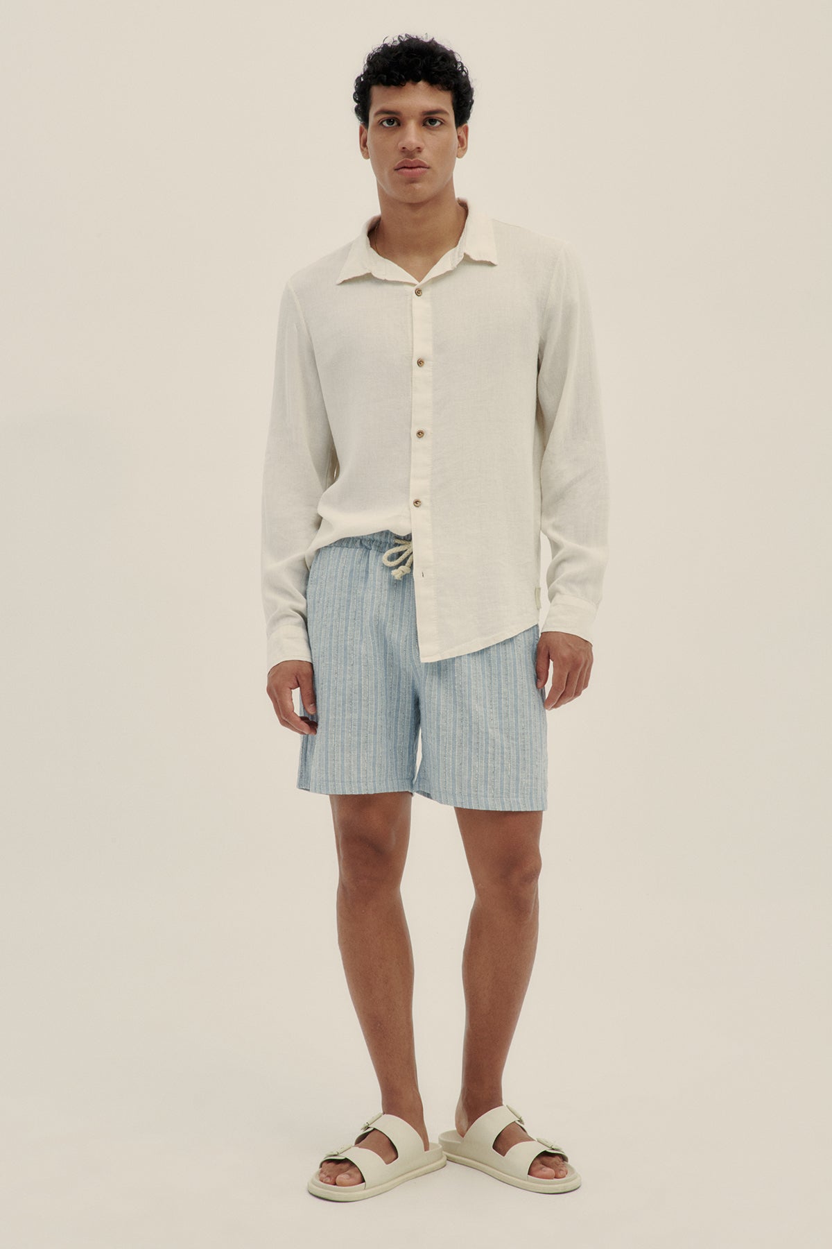 Camisa Manga Larga De Lino Crema - Polonio Uruguay