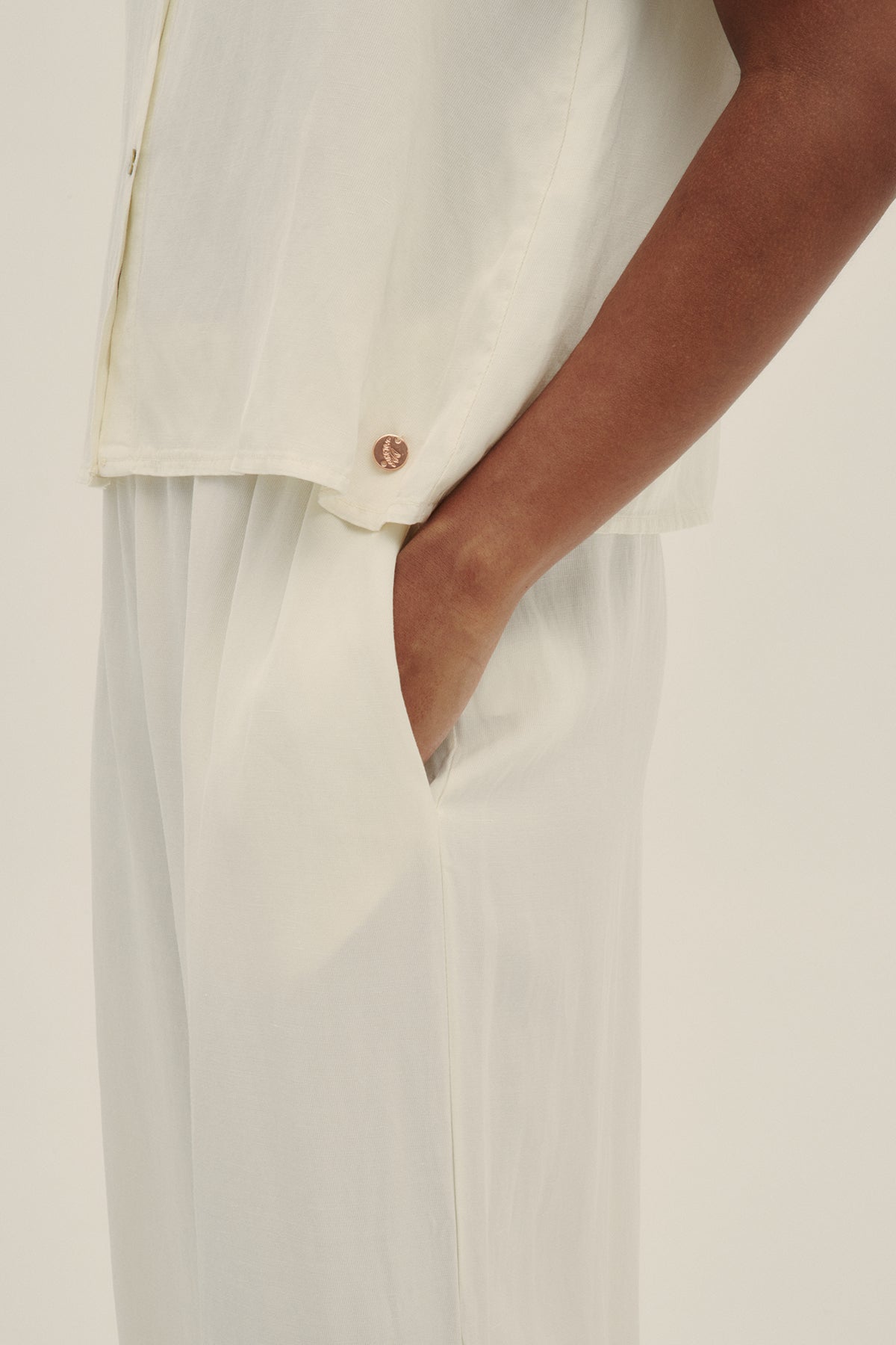 Cream Nat Pants - Polonio