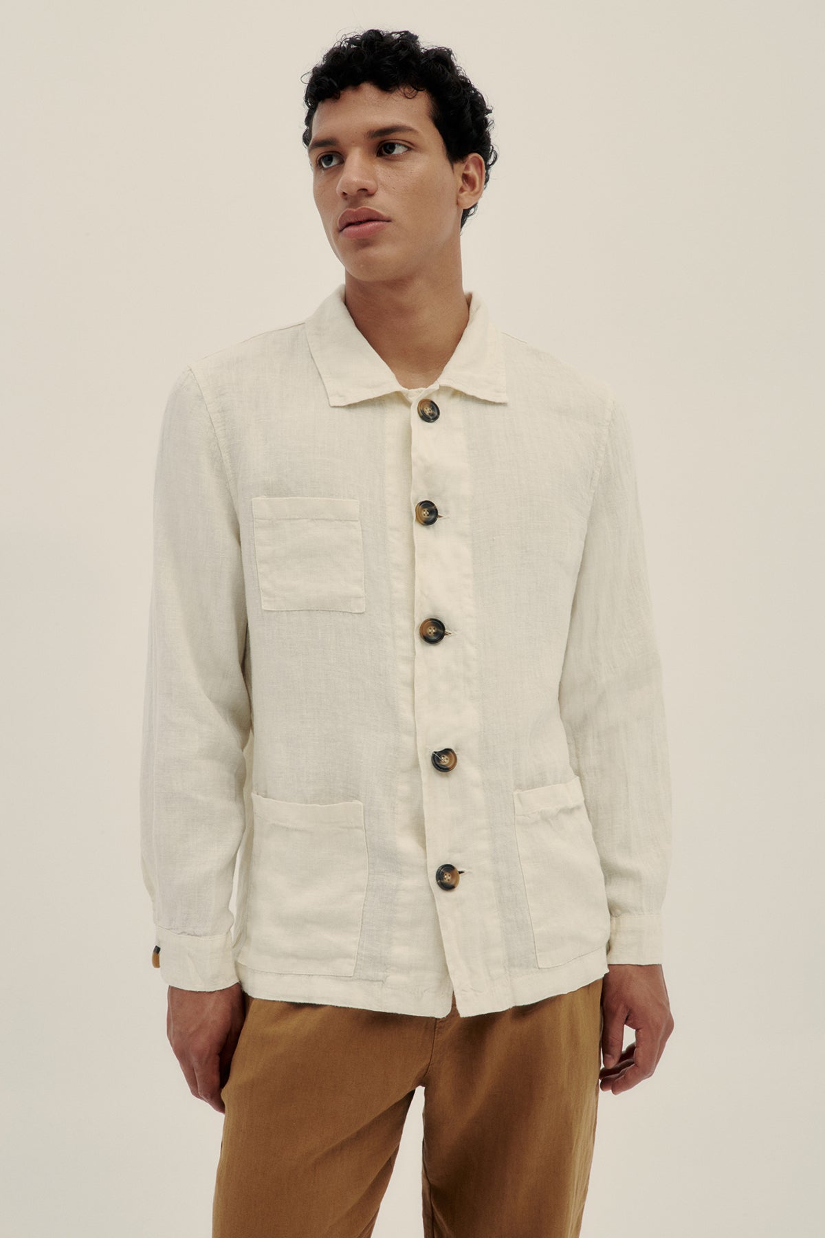 Cream Premium Linen Jacket - Polonio