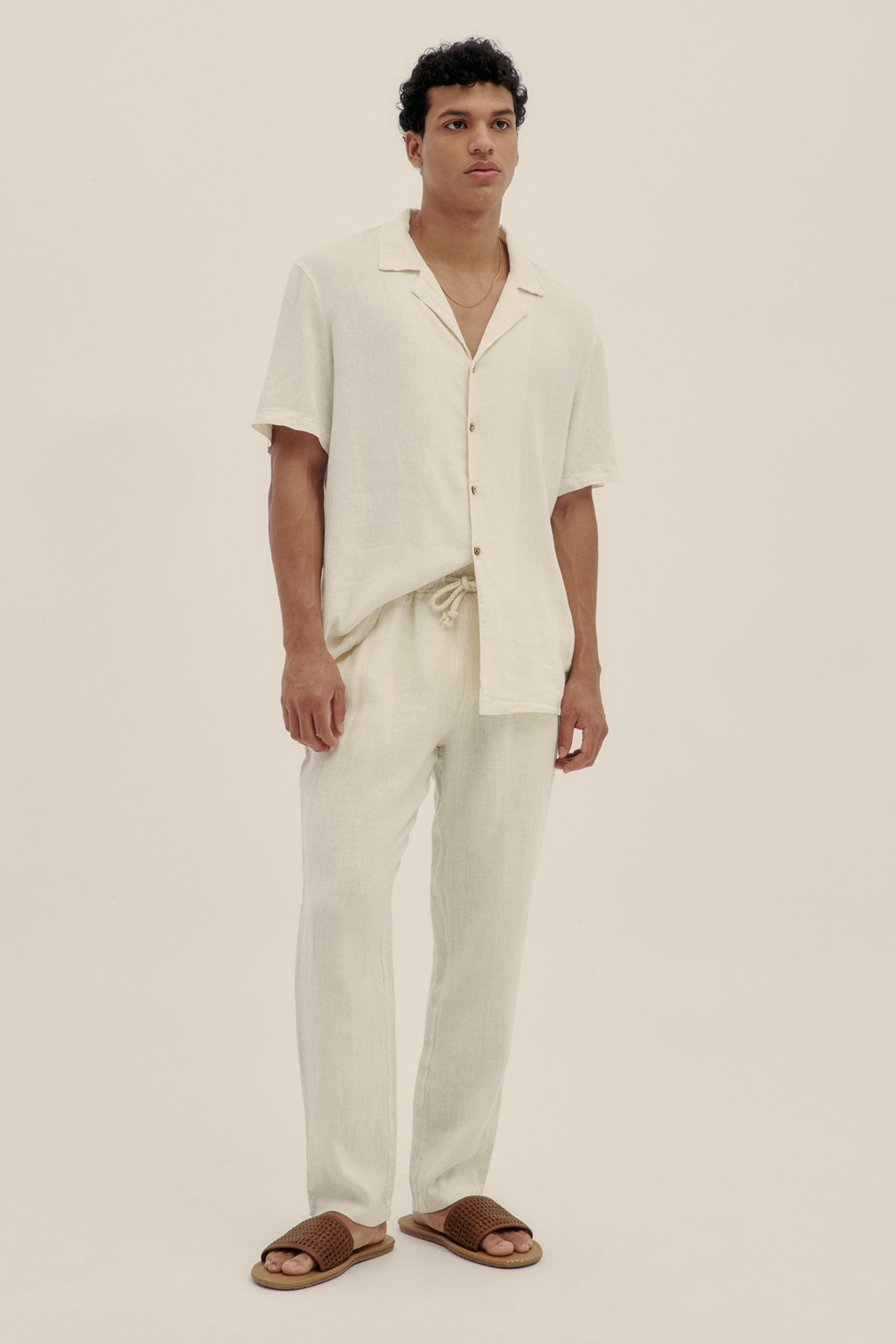 Cream Premium Linen Men Pants - Polonio