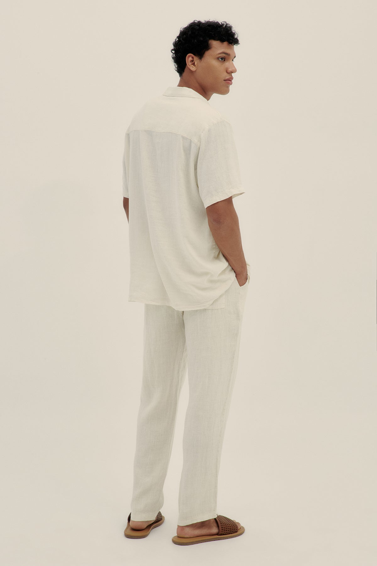 Cream Premium Linen Men Pants - Polonio