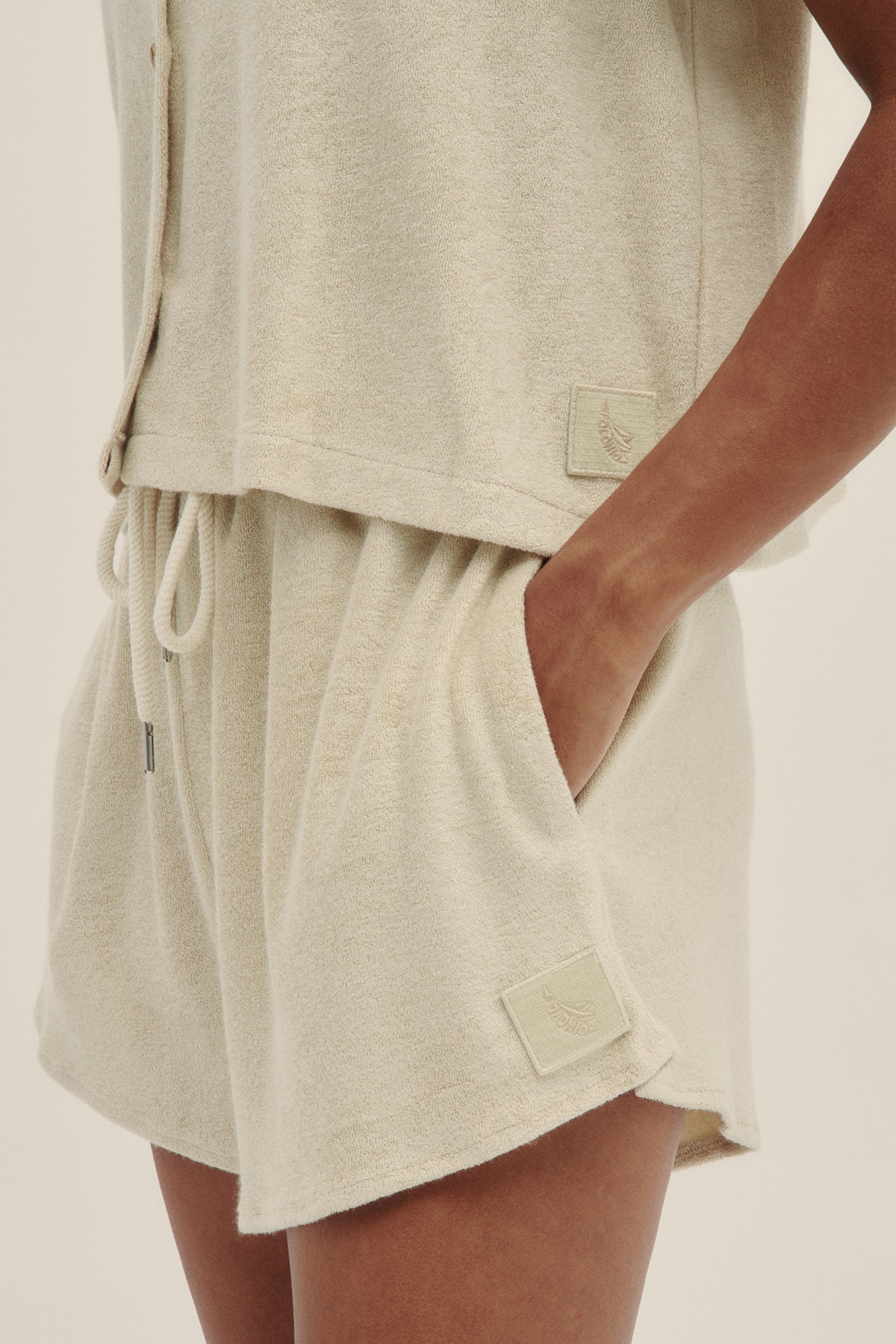 Cream Towel Vale Shorts - Polonio