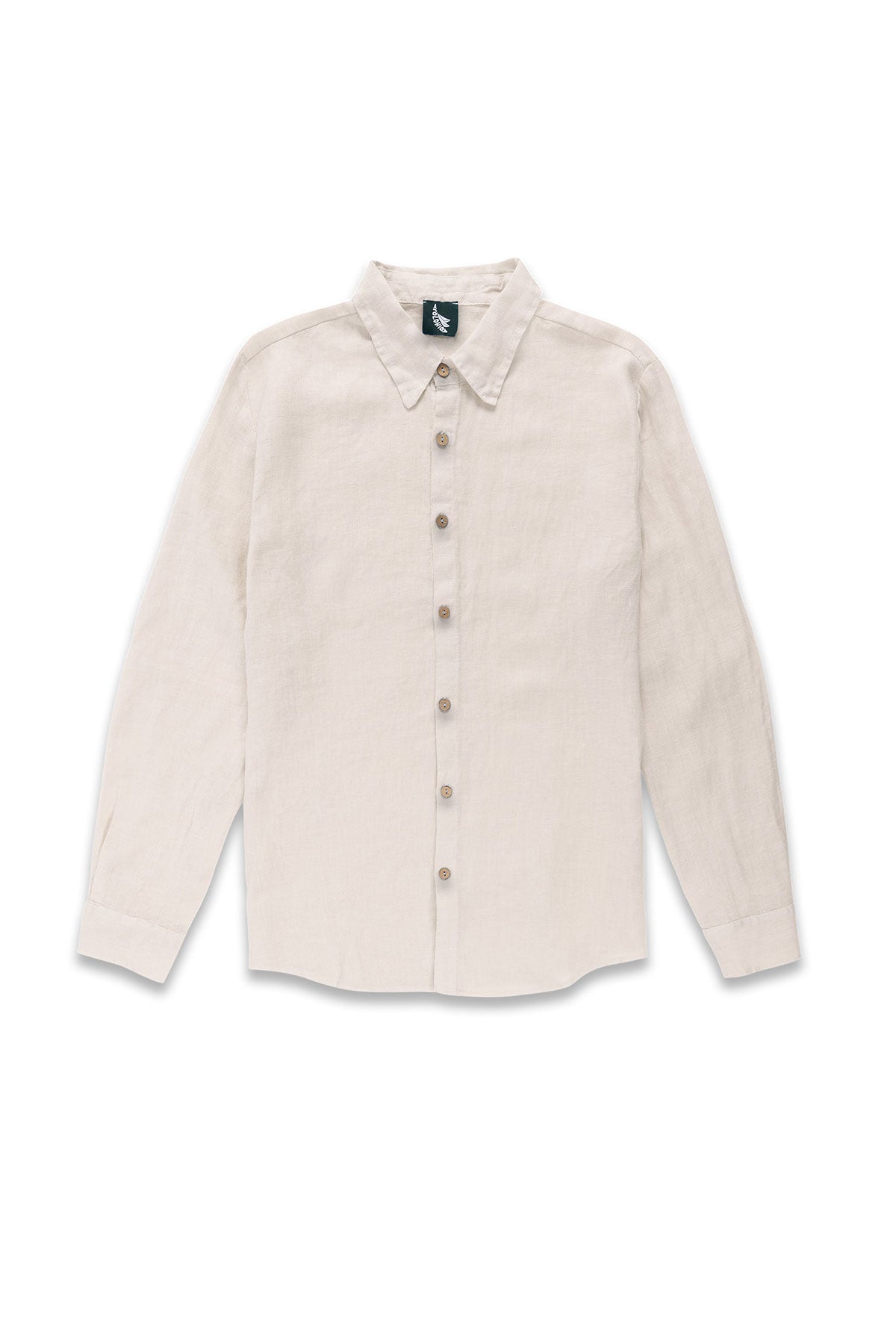 Crema Camisa Manga Larga de Lino