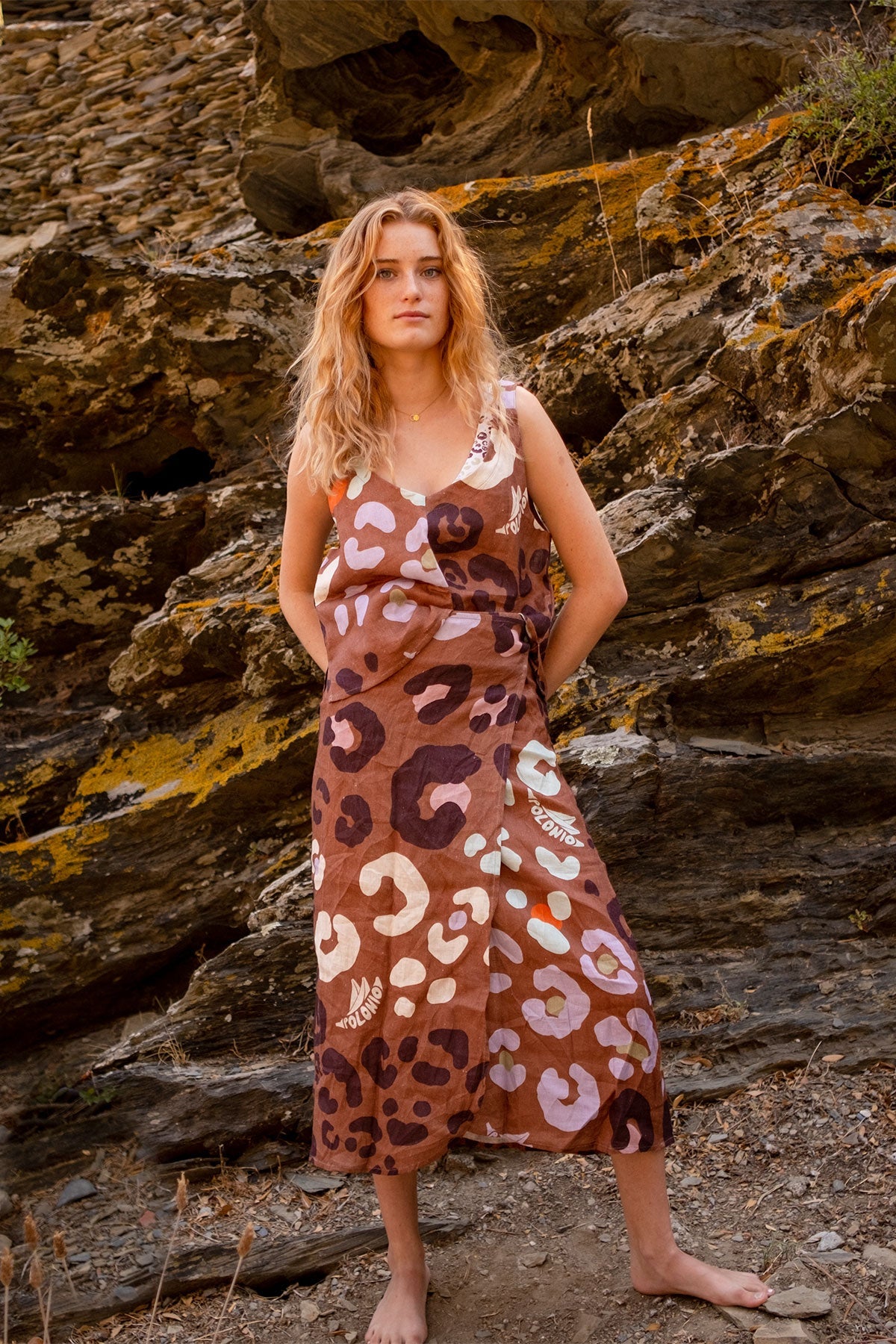 Falda Long Skirt Spotted Caramel