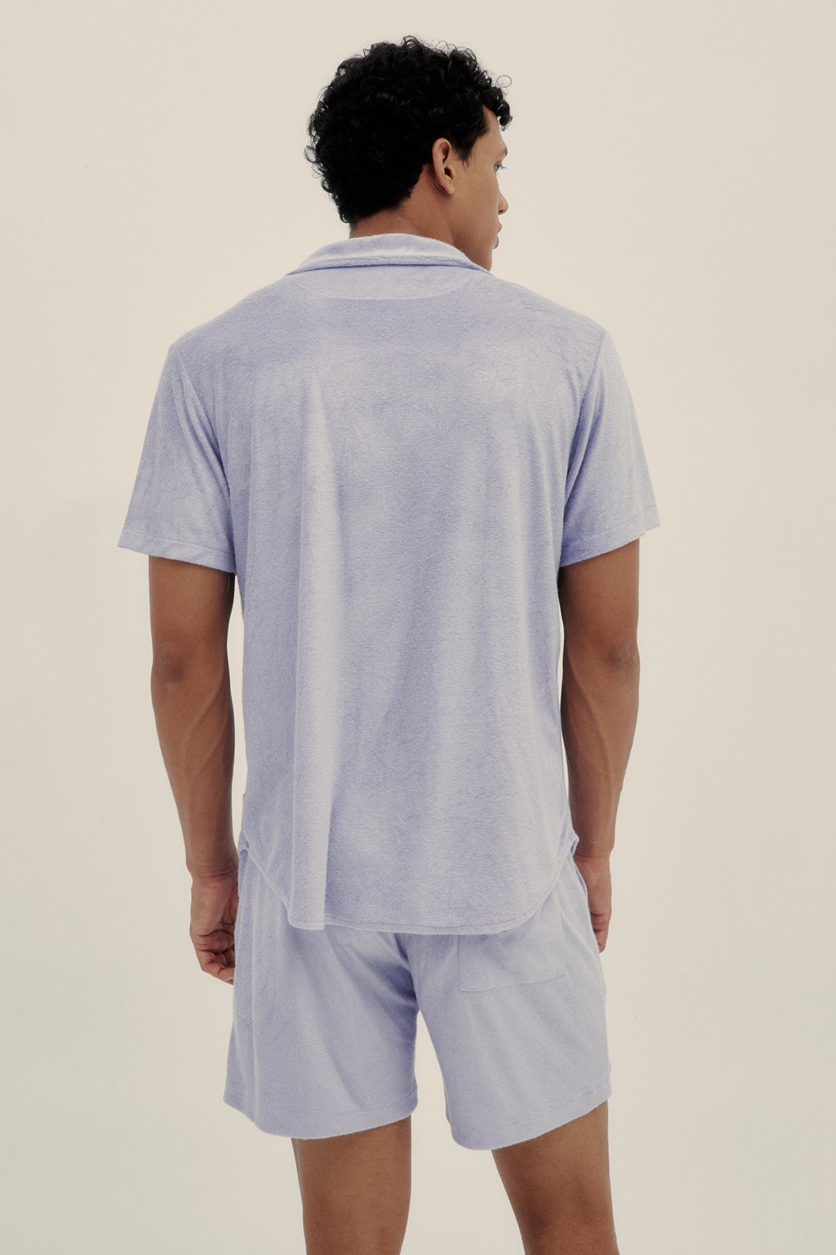 Lavender Towel Camp-Collar Shirt - Polonio