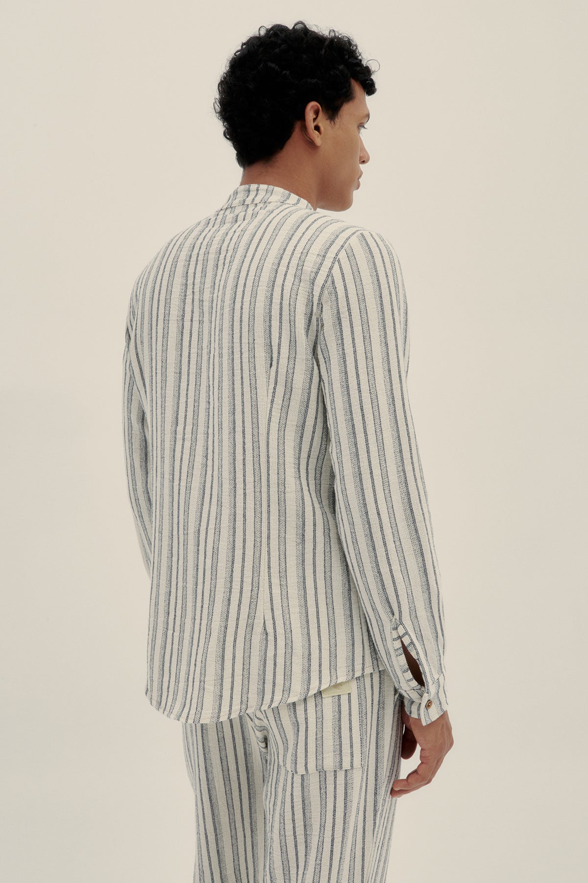 Camisa Manga Larga Mandarín Azul - Polonio Uruguay